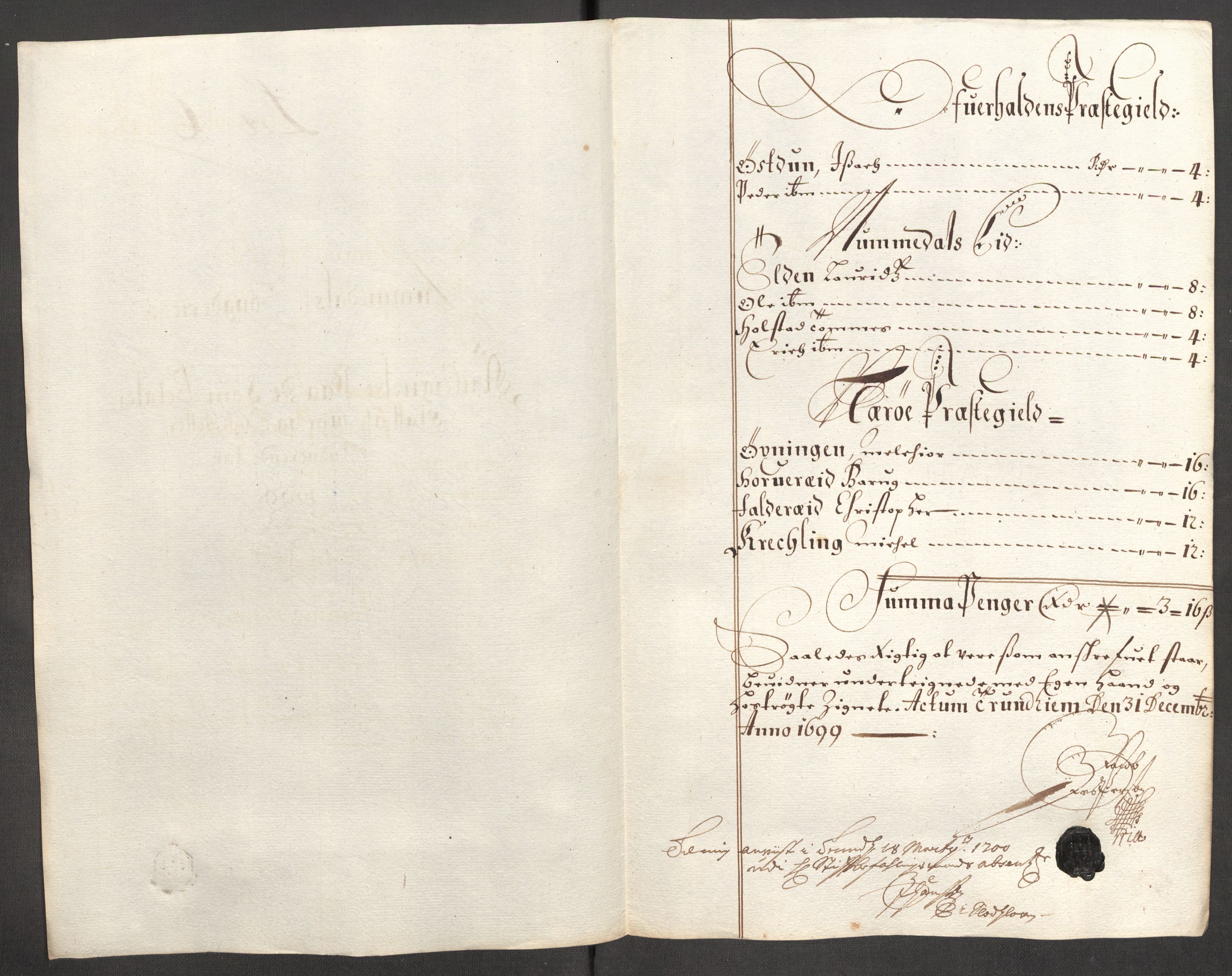 Rentekammeret inntil 1814, Reviderte regnskaper, Fogderegnskap, RA/EA-4092/R64/L4426: Fogderegnskap Namdal, 1699-1700, p. 97