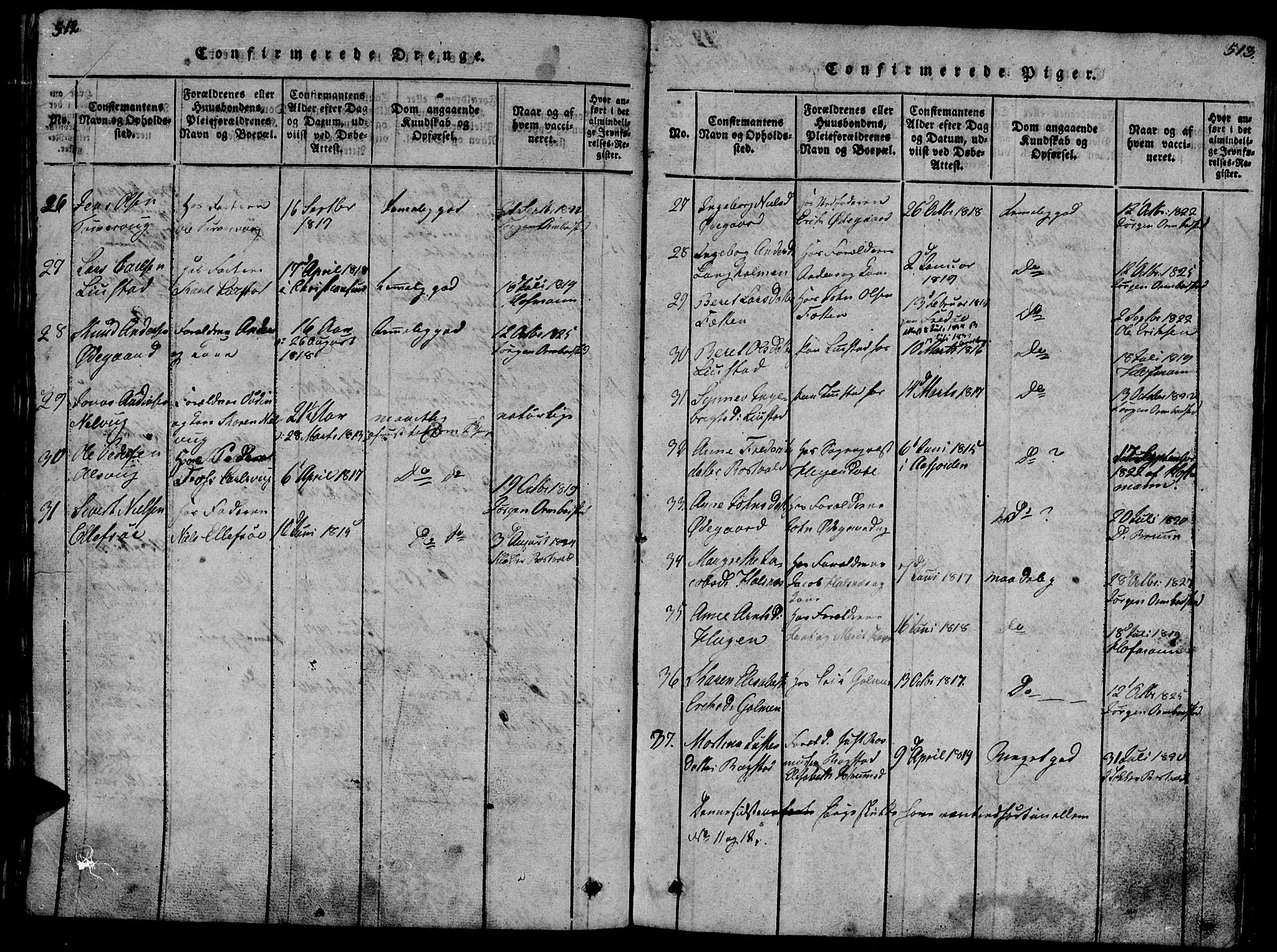 Ministerialprotokoller, klokkerbøker og fødselsregistre - Møre og Romsdal, AV/SAT-A-1454/581/L0933: Parish register (official) no. 581A03 /1, 1819-1836, p. 512-513