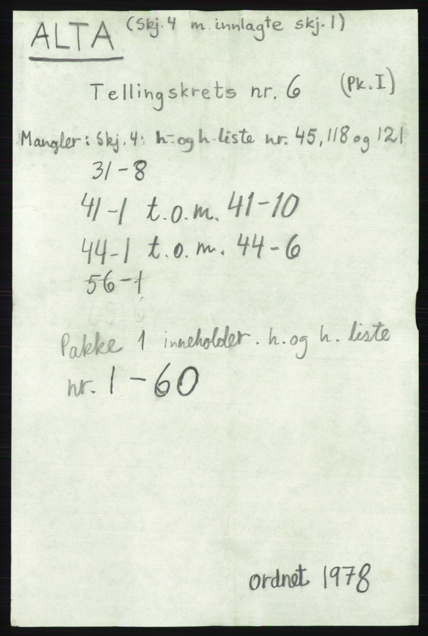 SATØ, 1920 census for Alta, 1920, p. 3884