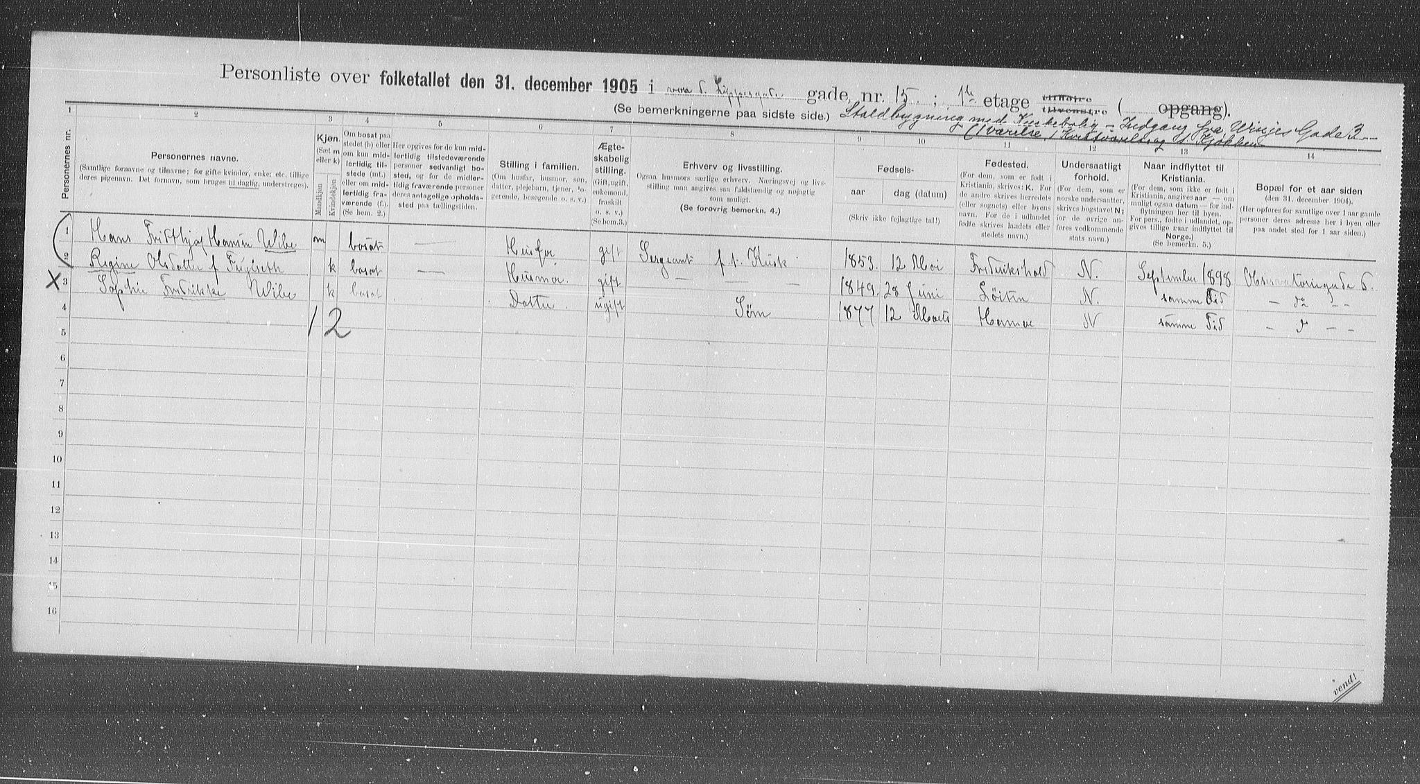 OBA, Municipal Census 1905 for Kristiania, 1905, p. 66155