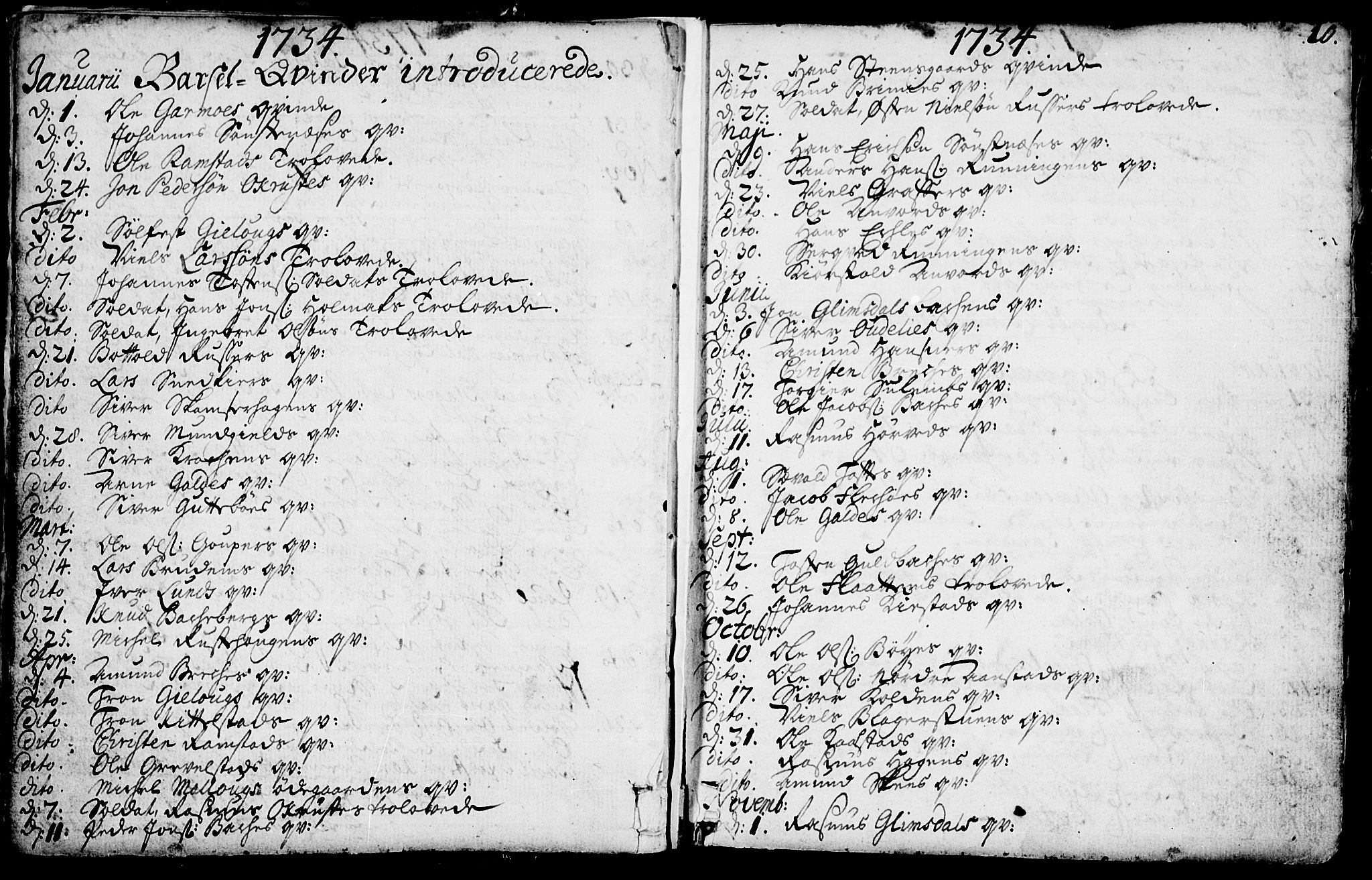Lom prestekontor, SAH/PREST-070/K/L0001: Parish register (official) no. 1, 1733-1748, p. 10