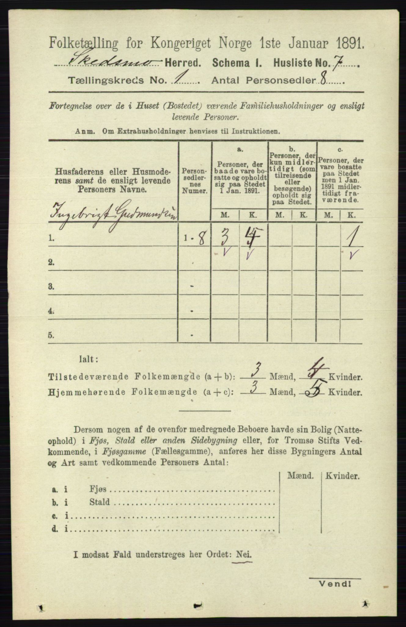 RA, 1891 census for 0231 Skedsmo, 1891, p. 36