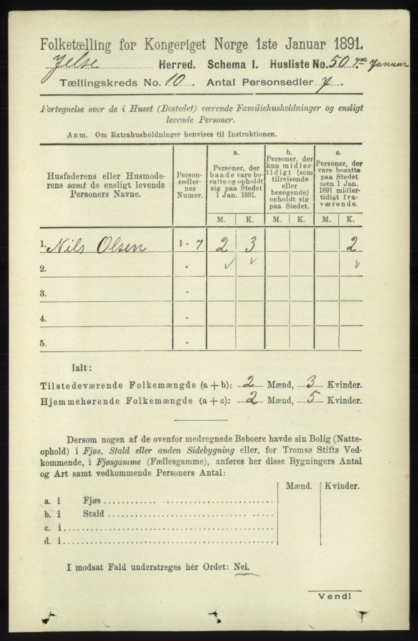 RA, 1891 census for 1138 Jelsa, 1891, p. 2423