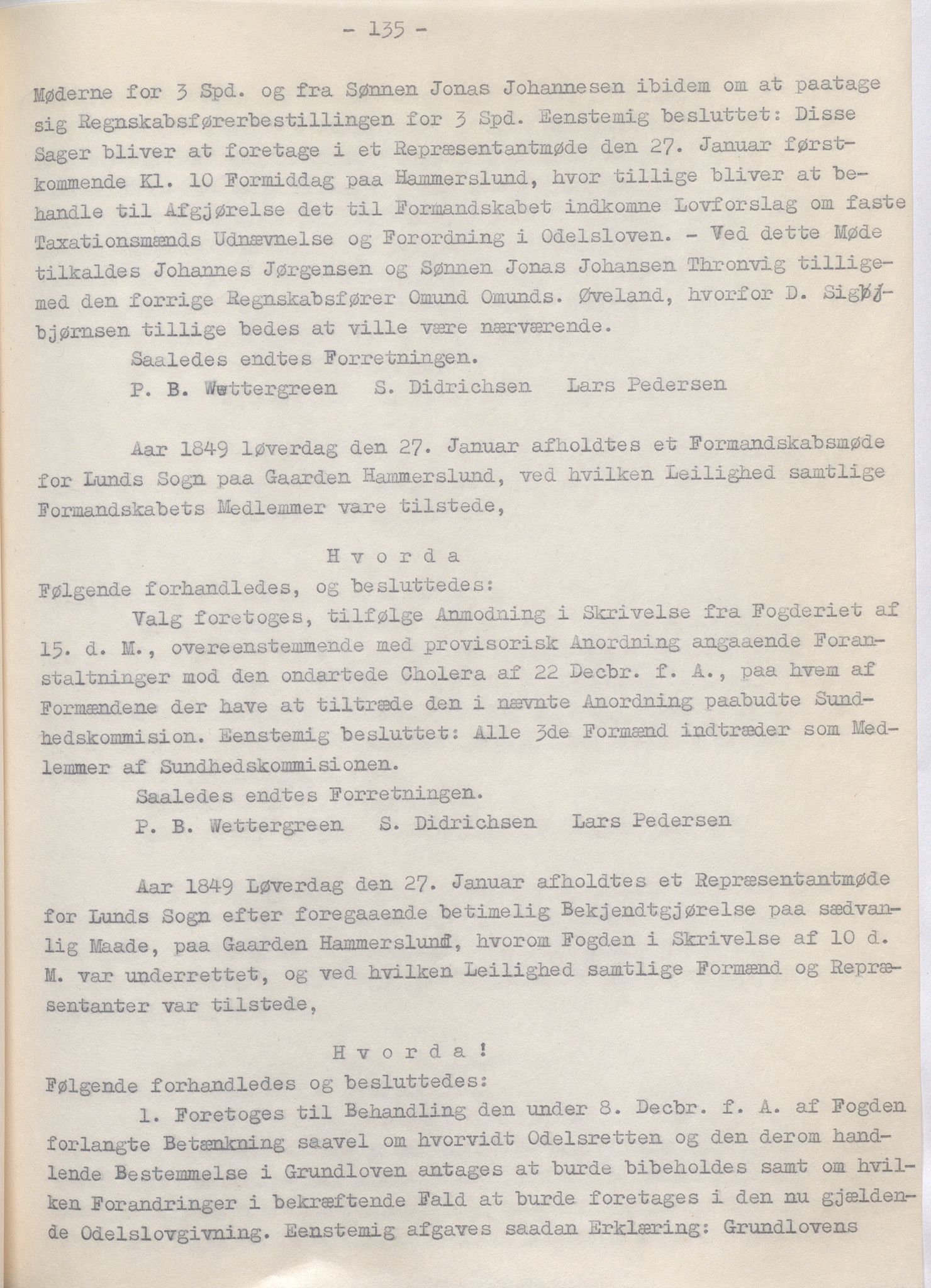 Lund kommune - Formannskapet/Formannskapskontoret, IKAR/K-101761/A/Aa/Aaa/L0002: Forhandlingsprotokoll, 1837-1865, p. 135