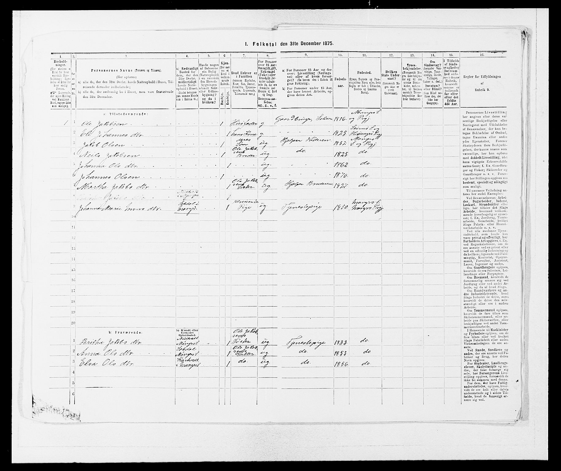 SAB, 1875 census for 1261P Manger, 1875, p. 1013