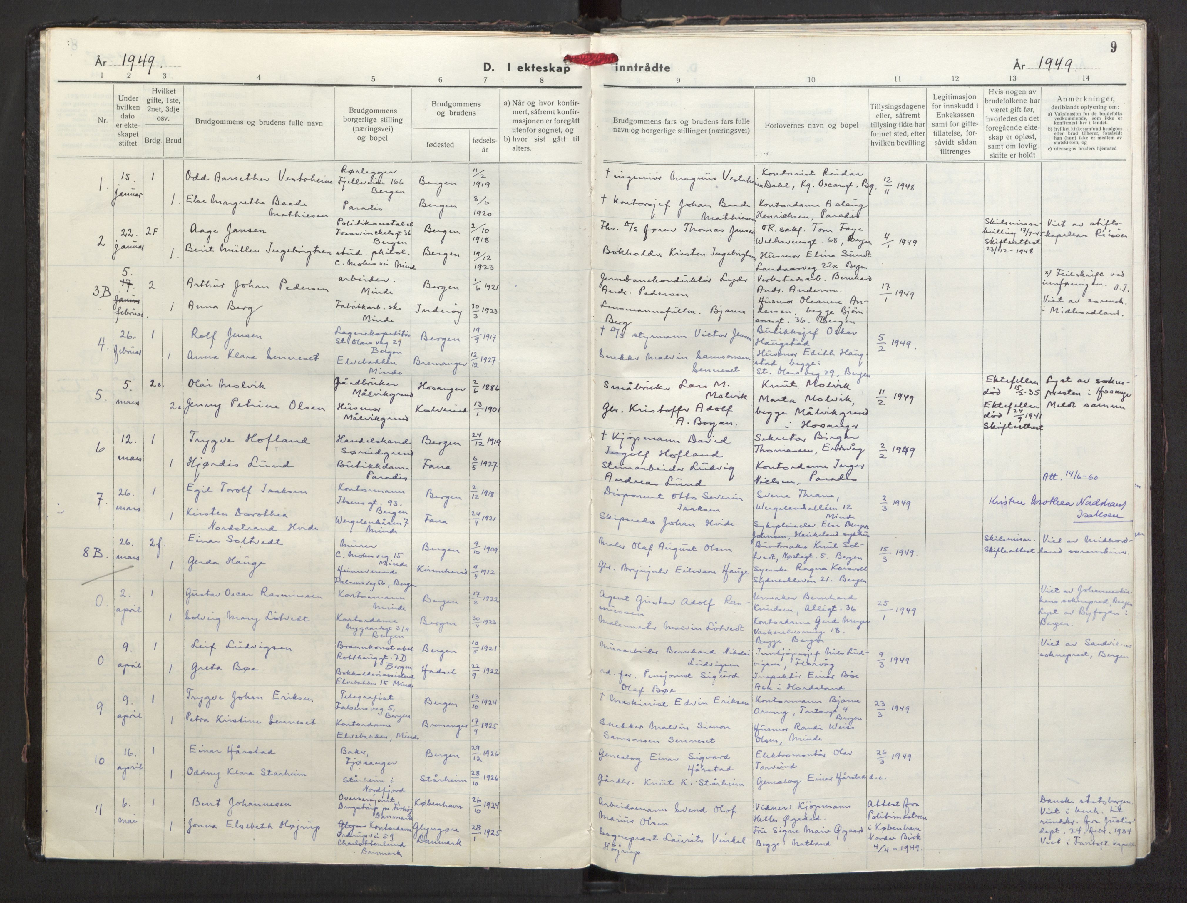 Storetveit sokneprestembete, AV/SAB-A-78301/H/Ha/Haa/Haac/L0001: Parish register (official) no. C 1, 1948-1963, p. 9