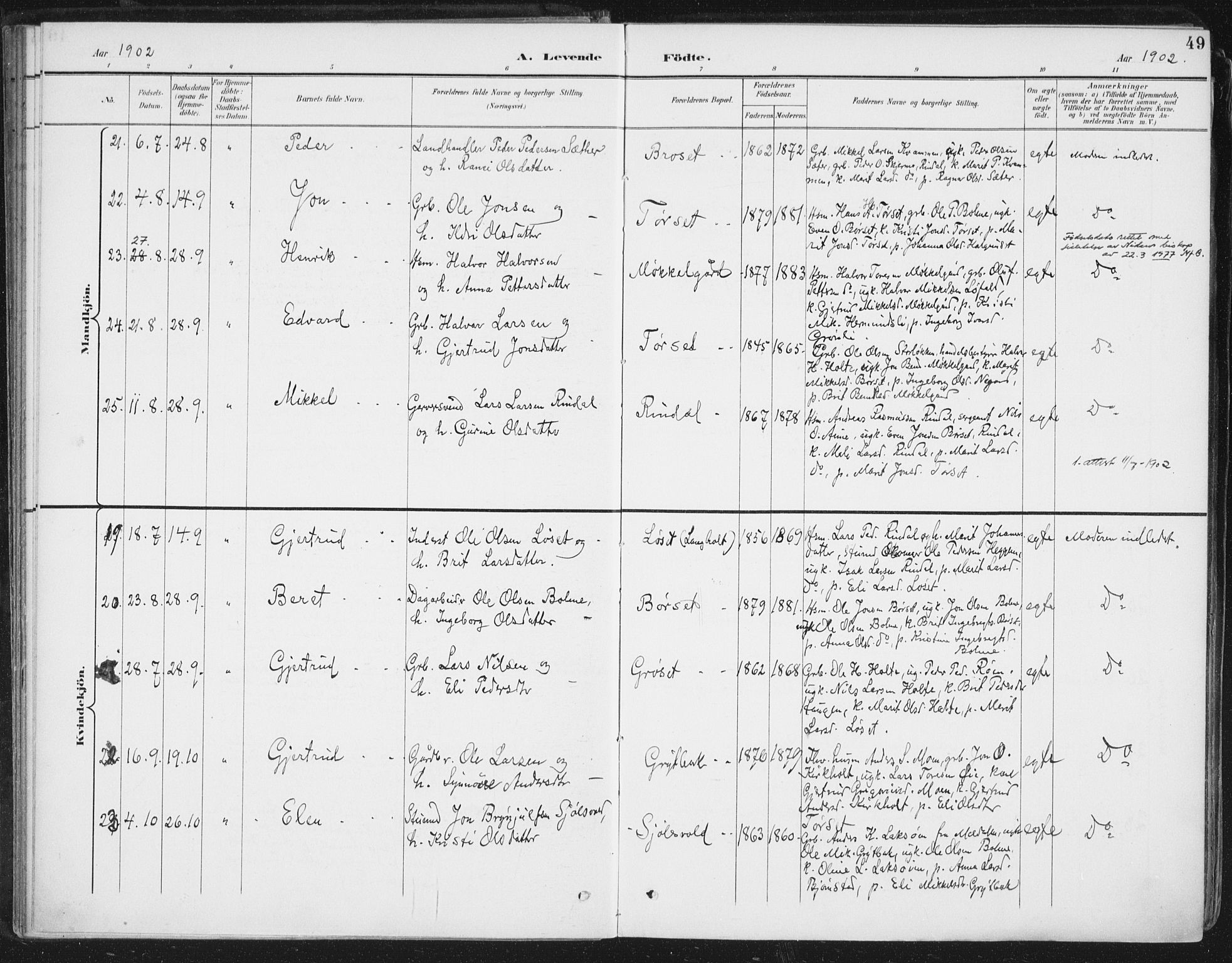 Ministerialprotokoller, klokkerbøker og fødselsregistre - Møre og Romsdal, AV/SAT-A-1454/598/L1072: Parish register (official) no. 598A06, 1896-1910, p. 49