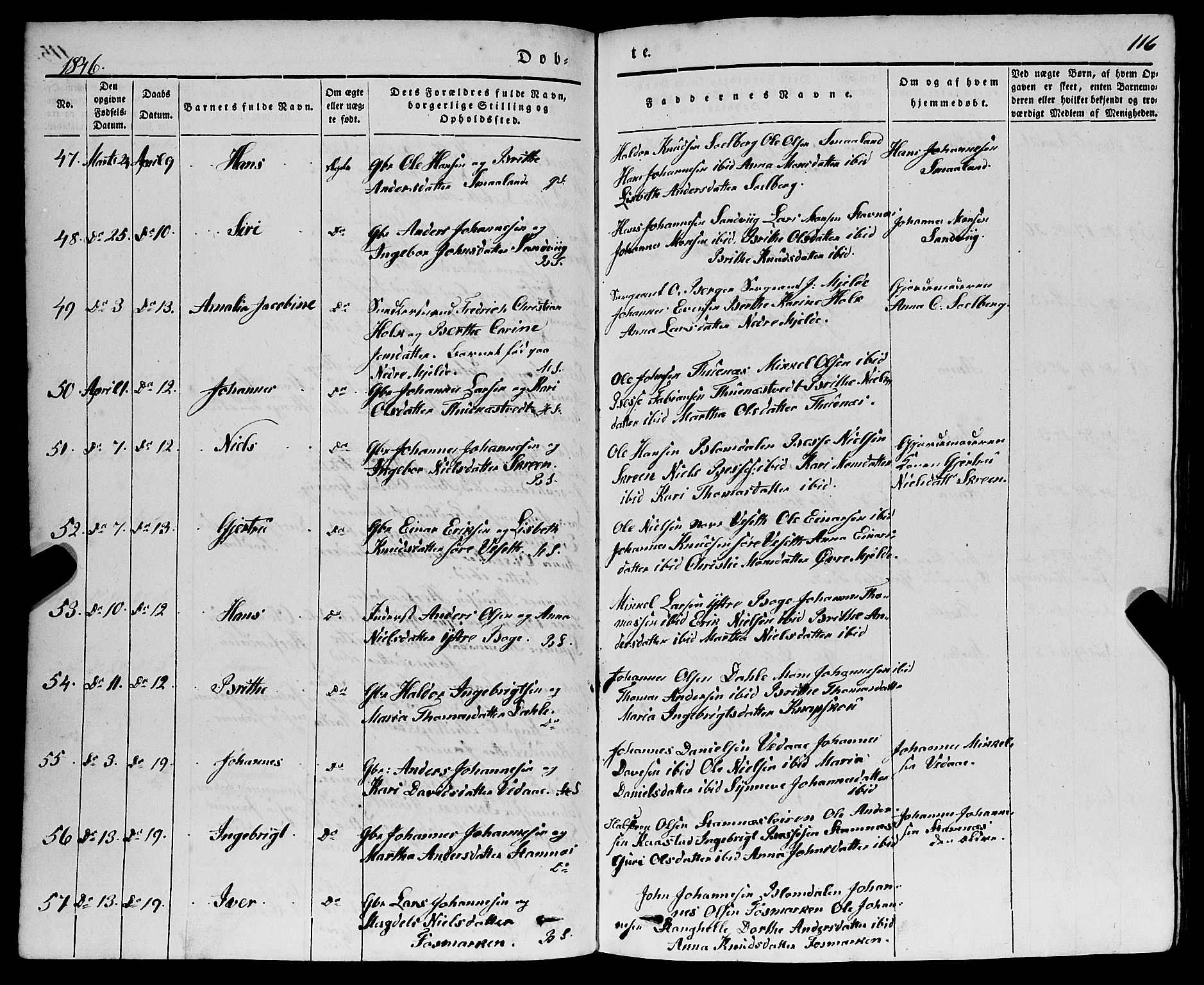 Haus sokneprestembete, AV/SAB-A-75601/H/Haa: Parish register (official) no. A 15, 1838-1847, p. 116