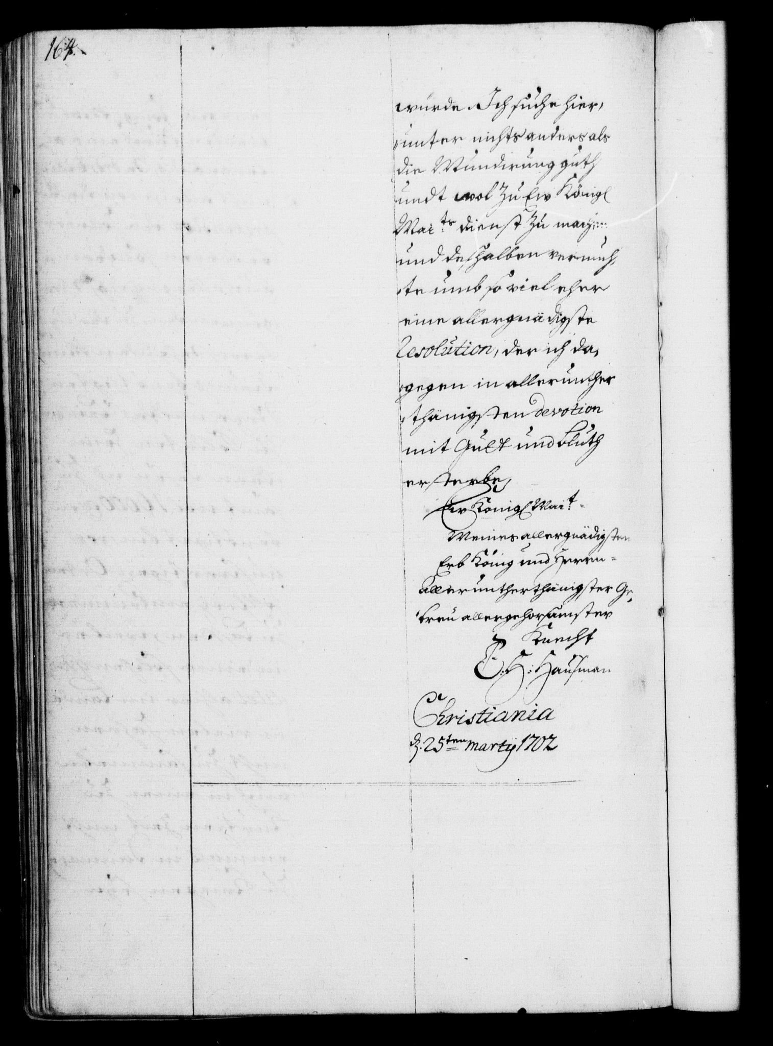 Rentekammeret, Kammerkanselliet, RA/EA-3111/G/Gf/Gfa/L0001: Resolusjonsprotokoll med register (merket RK 52.1), 1695-1706, p. 164