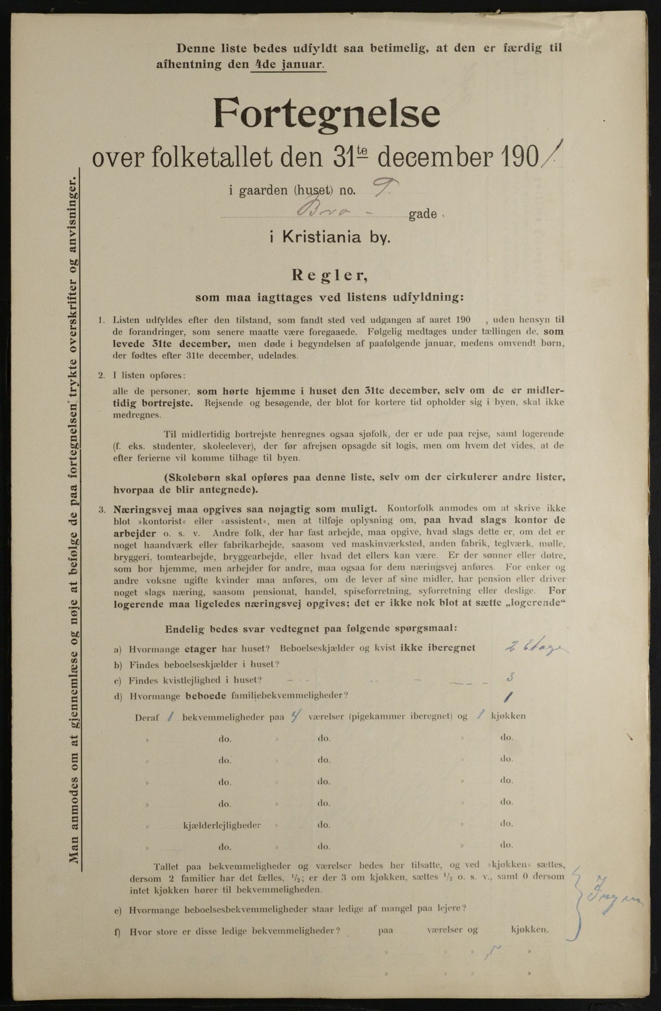 OBA, Municipal Census 1901 for Kristiania, 1901, p. 1645