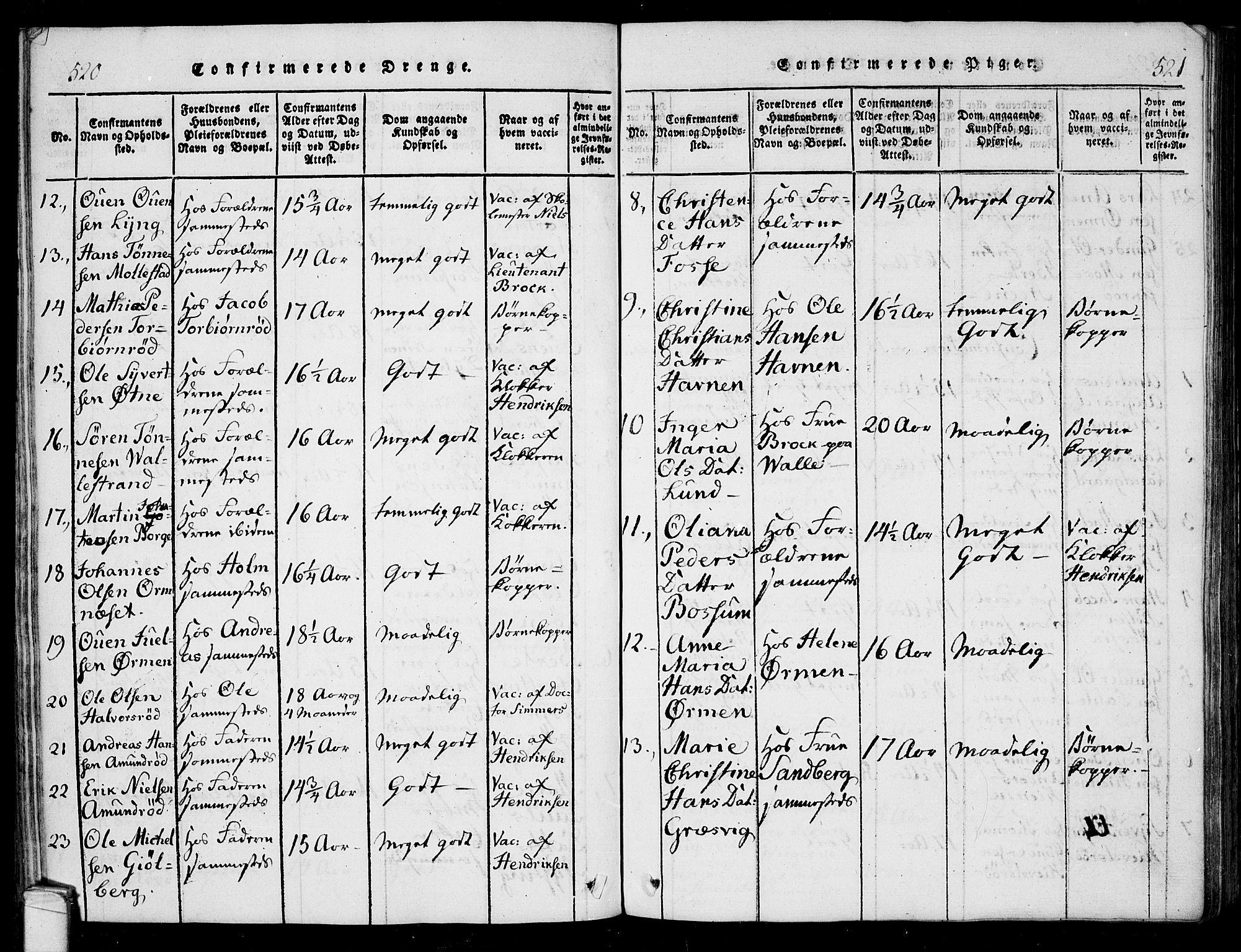 Onsøy prestekontor Kirkebøker, SAO/A-10914/F/Fa/L0002: Parish register (official) no. I 2, 1814-1840, p. 520-521