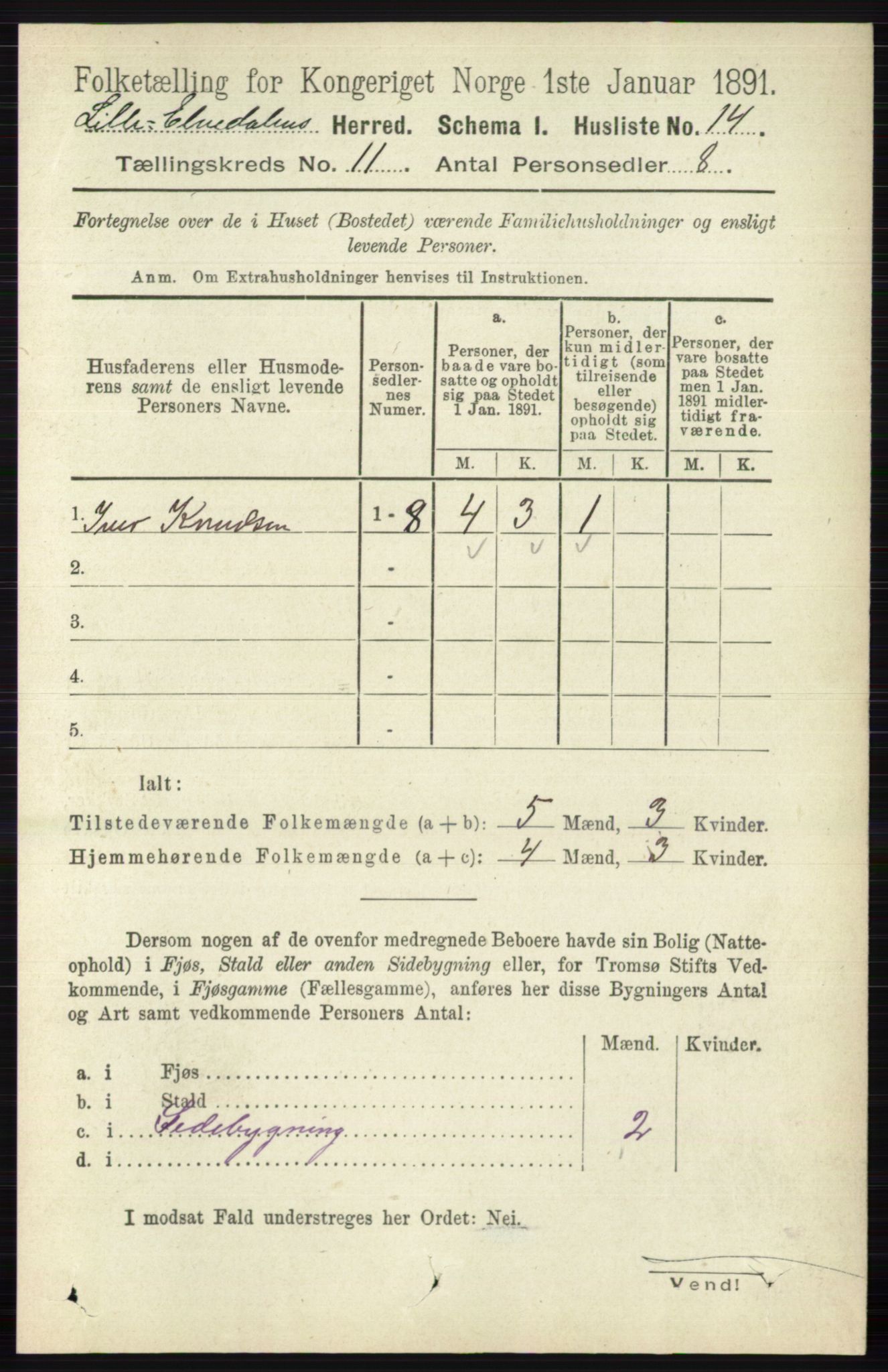 RA, 1891 census for 0438 Lille Elvedalen, 1891, p. 3787