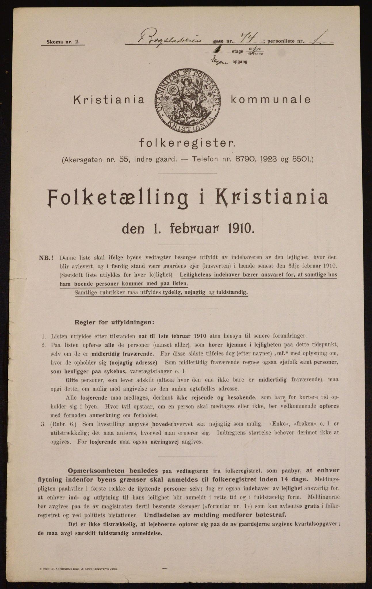 OBA, Municipal Census 1910 for Kristiania, 1910, p. 7297