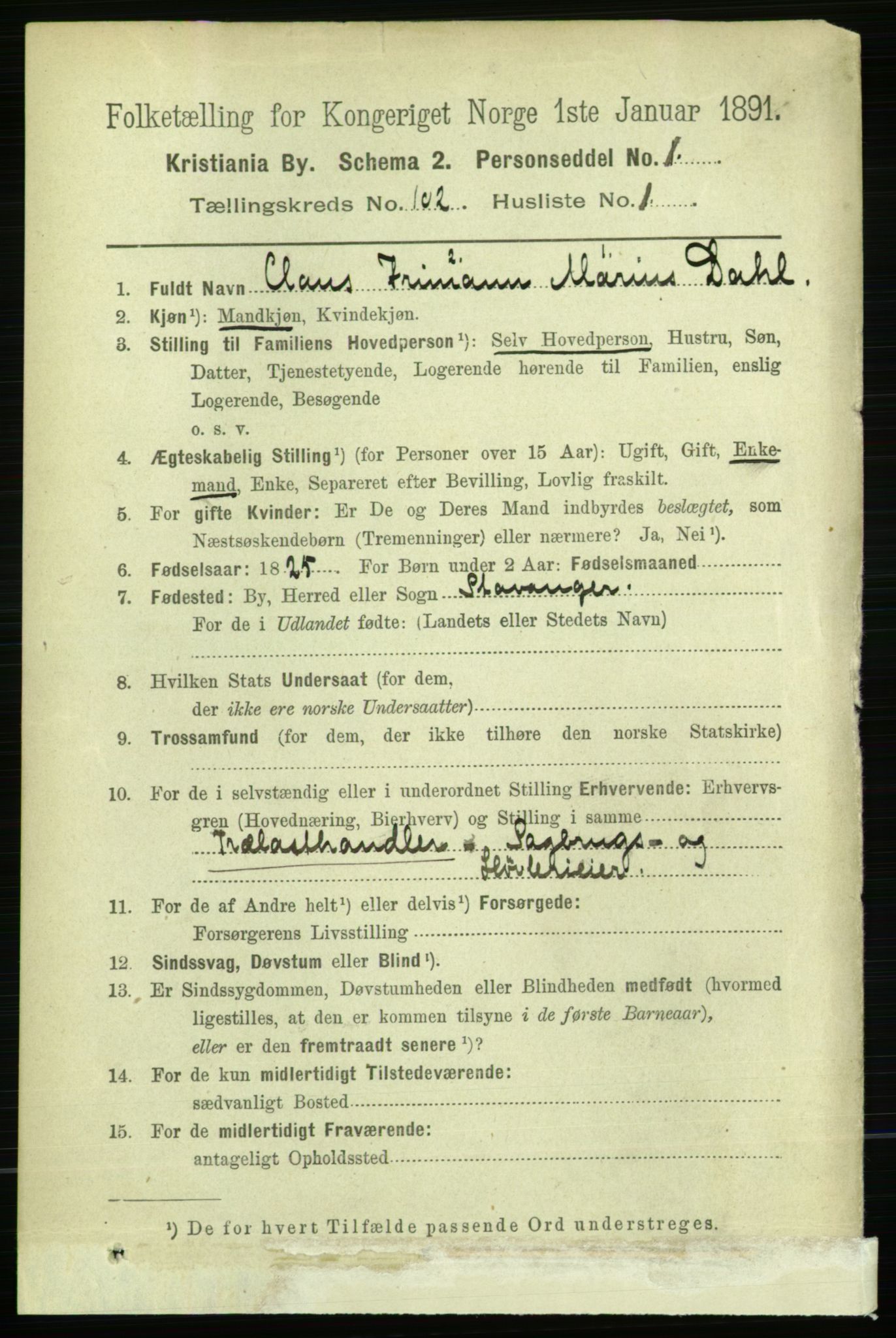 RA, 1891 census for 0301 Kristiania, 1891, p. 50620