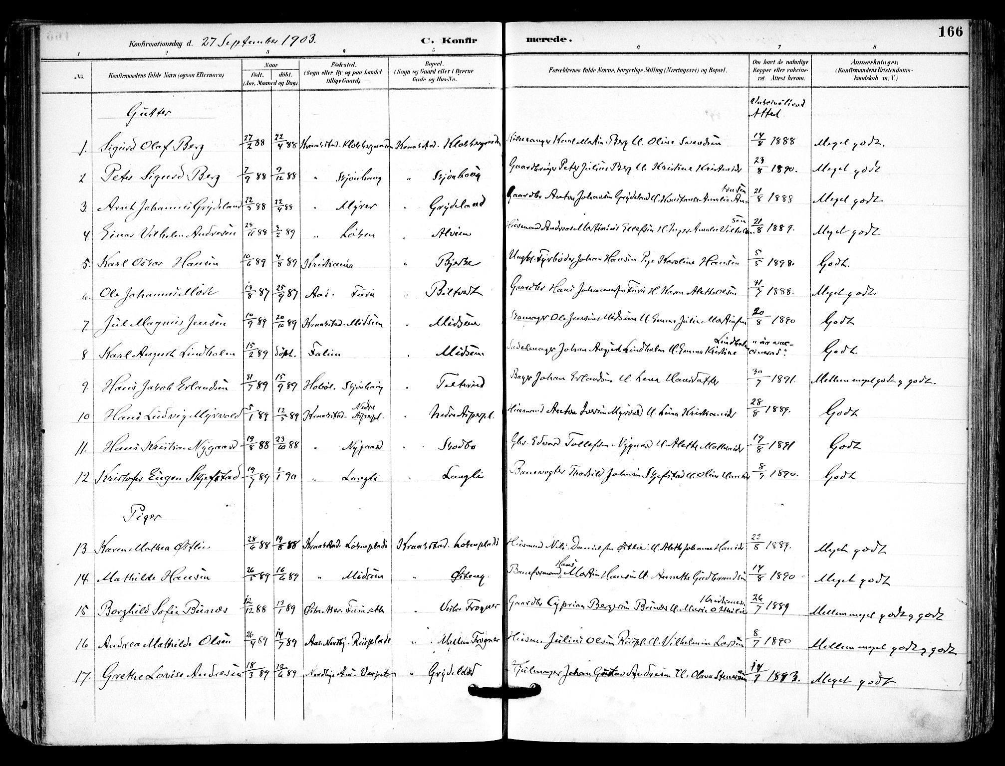 Kråkstad prestekontor Kirkebøker, SAO/A-10125a/F/Fa/L0010: Parish register (official) no. I 10, 1893-1931, p. 166