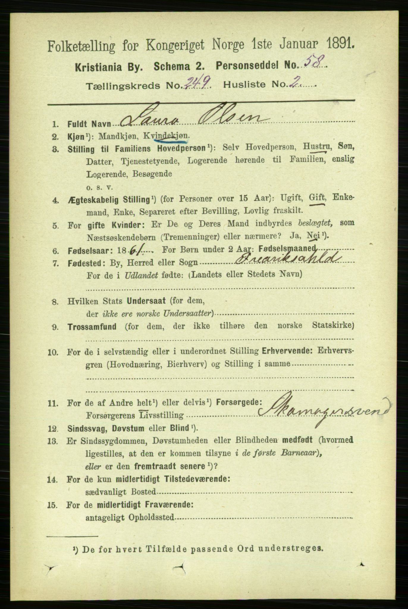 RA, 1891 census for 0301 Kristiania, 1891, p. 152379