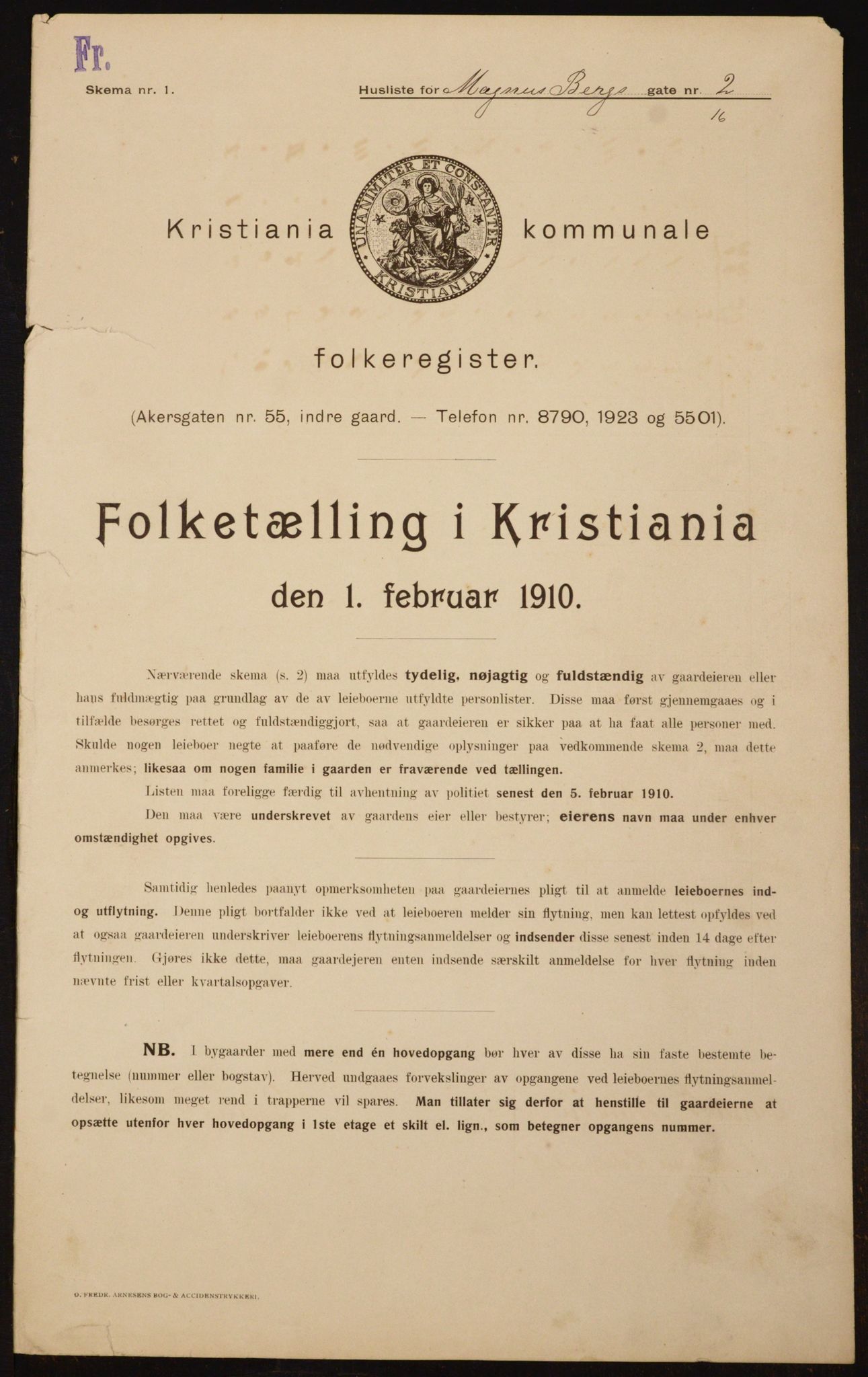 OBA, Municipal Census 1910 for Kristiania, 1910, p. 57041