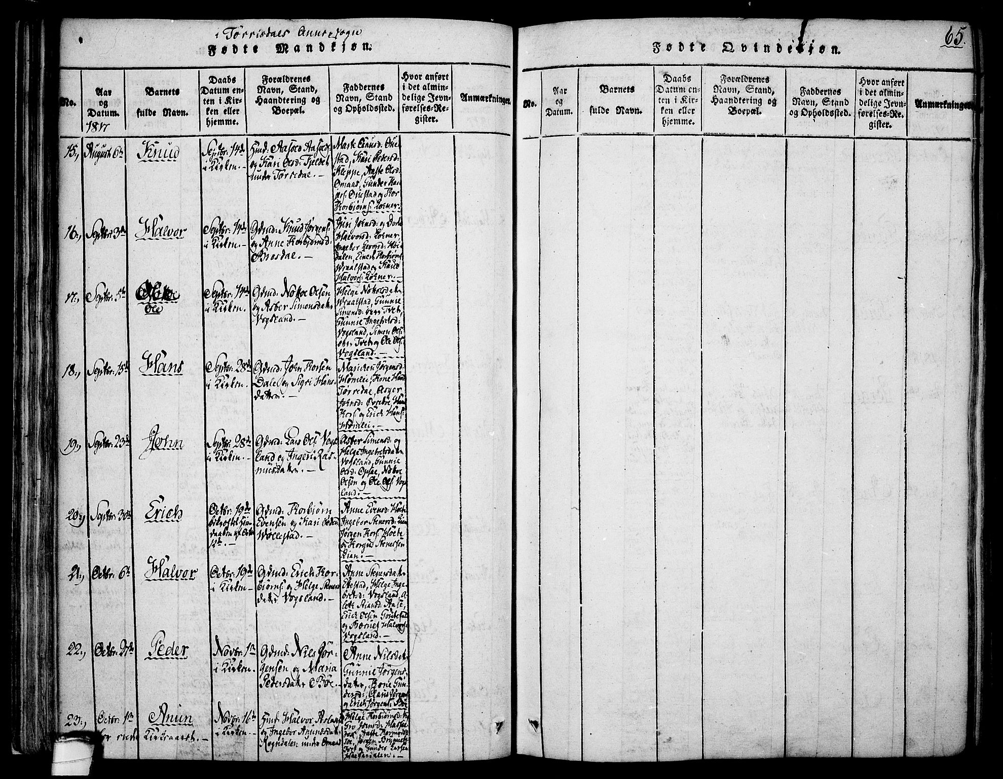 Drangedal kirkebøker, SAKO/A-258/F/Fa/L0005: Parish register (official) no. 5 /2, 1814-1831, p. 65