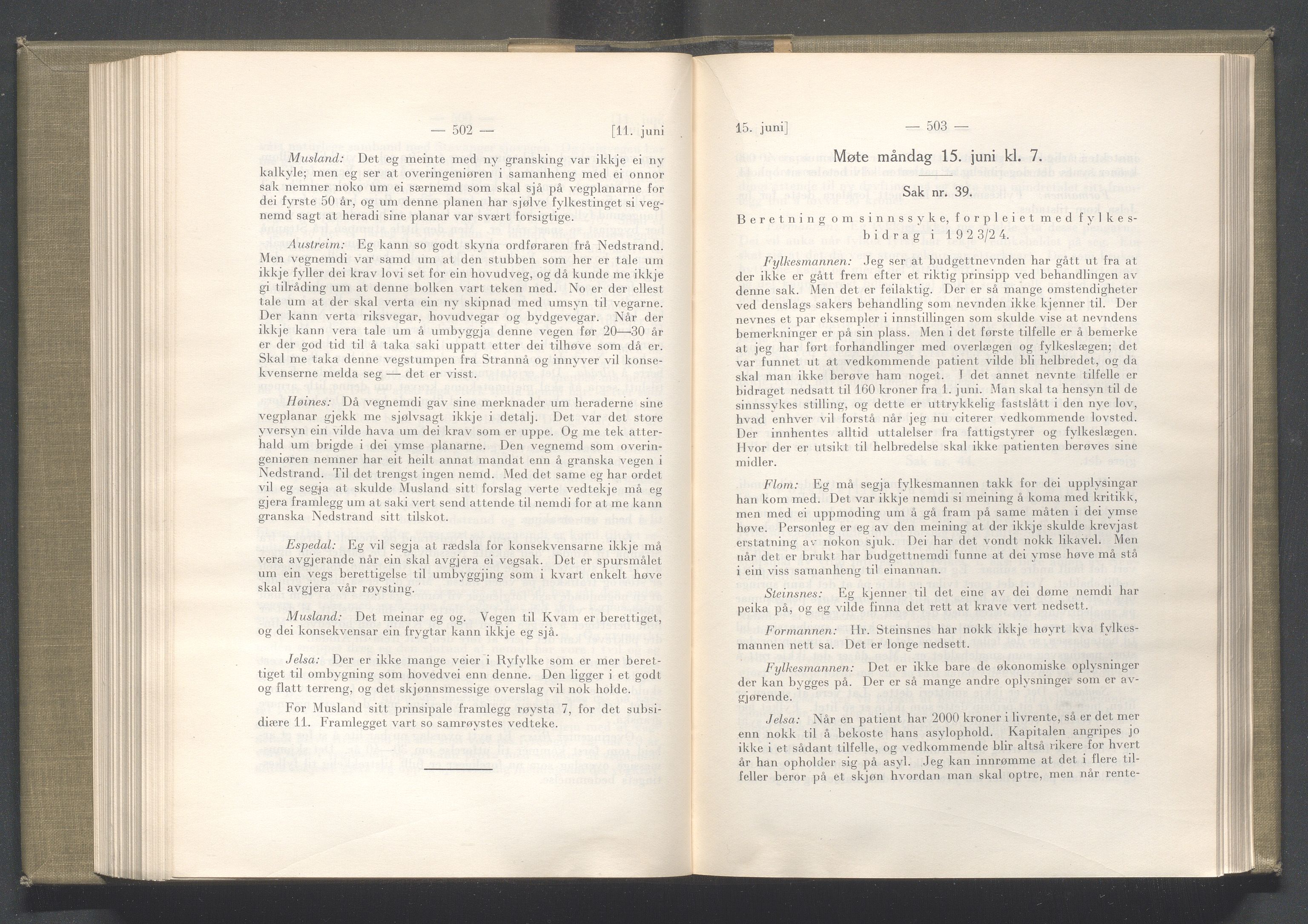 Rogaland fylkeskommune - Fylkesrådmannen , IKAR/A-900/A/Aa/Aaa/L0044: Møtebok , 1925, p. 502-503