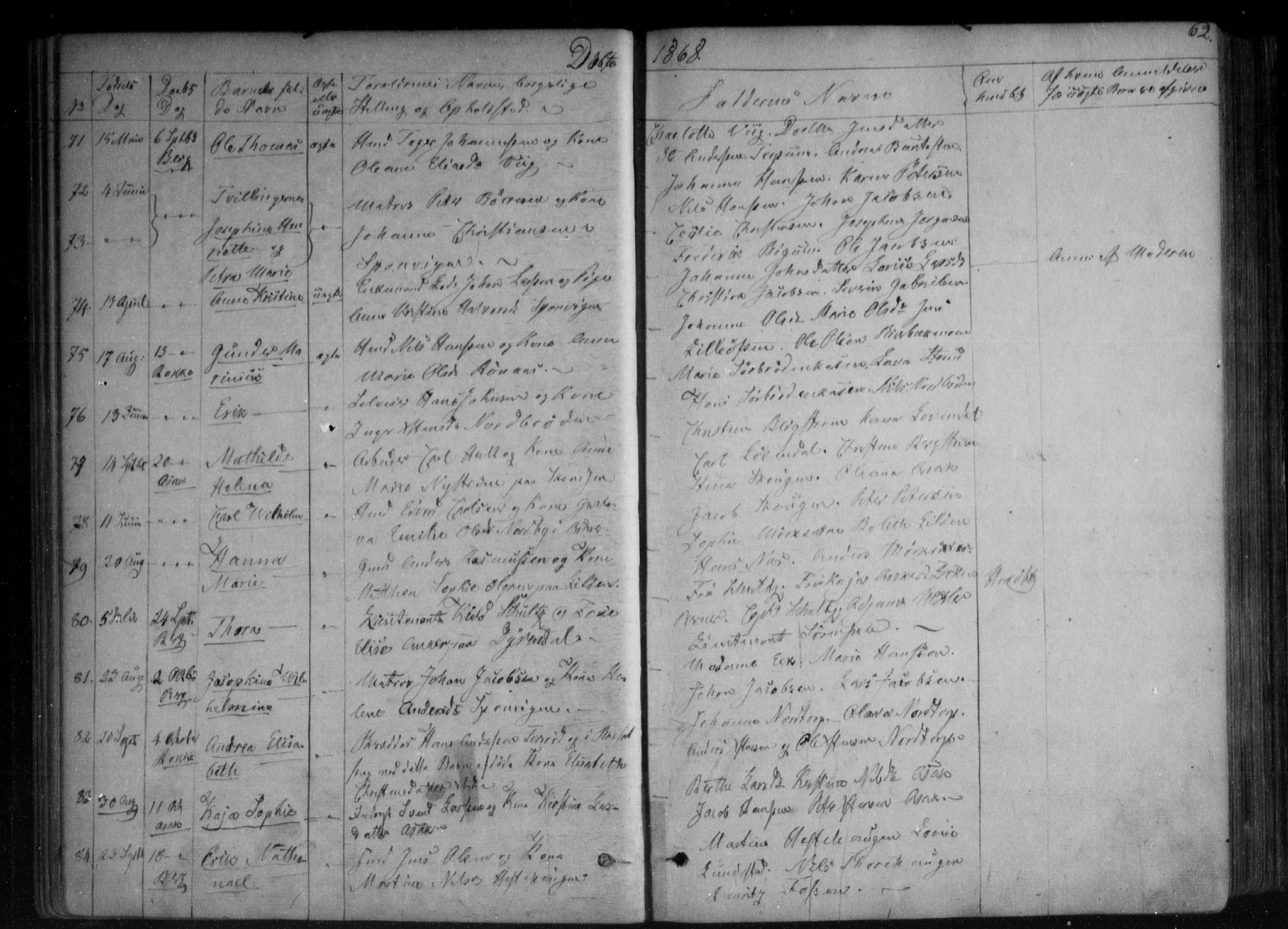 Berg prestekontor Kirkebøker, AV/SAO-A-10902/F/Fa/L0005: Parish register (official) no. I 5, 1861-1877, p. 62