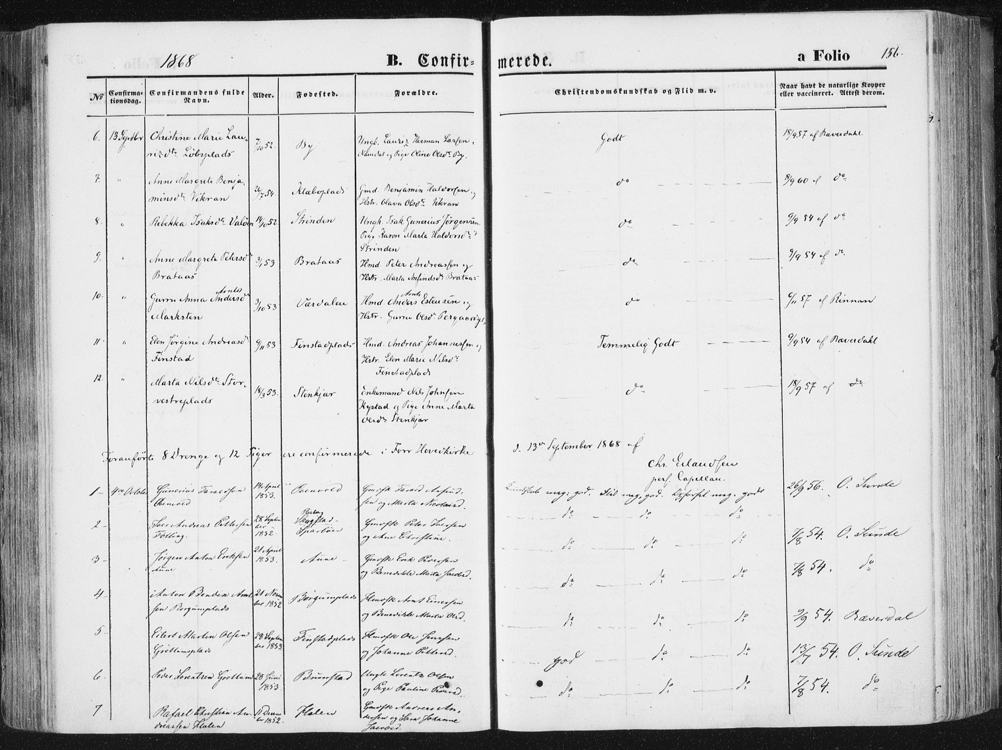 Ministerialprotokoller, klokkerbøker og fødselsregistre - Nord-Trøndelag, SAT/A-1458/746/L0447: Parish register (official) no. 746A06, 1860-1877, p. 156
