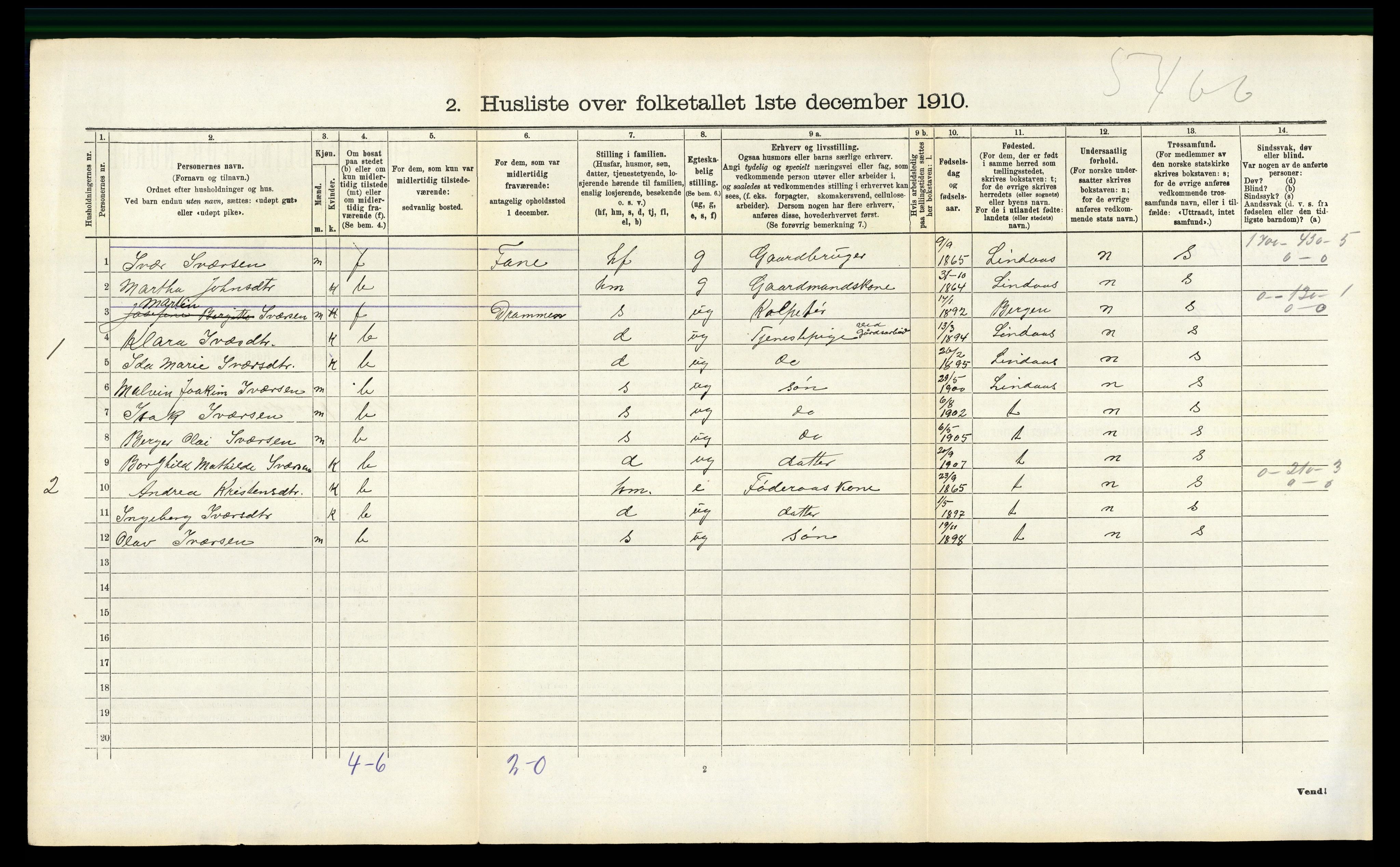 RA, 1910 census for Masfjorden, 1910, p. 455