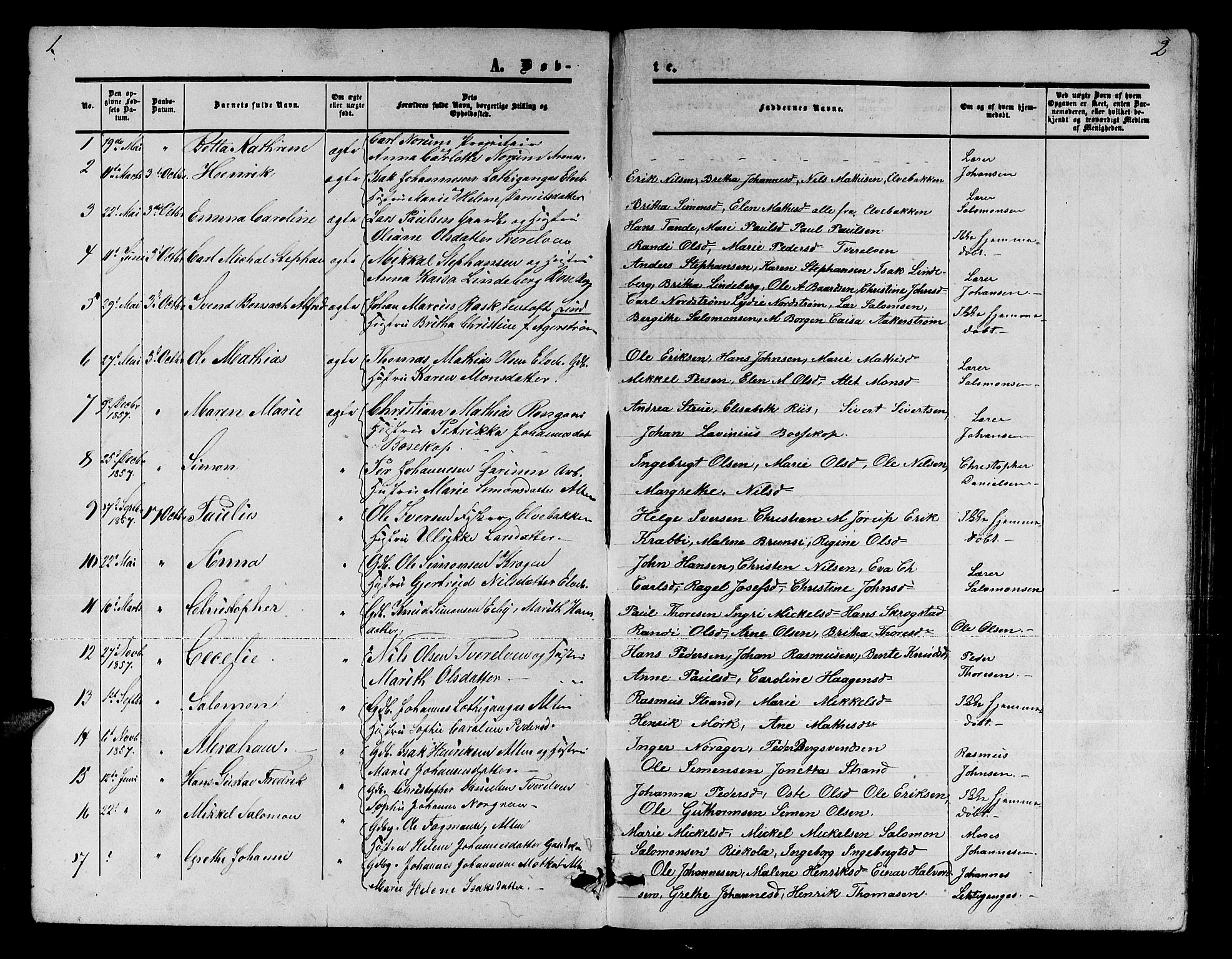Alta sokneprestkontor, SATØ/S-1338/H/Hb/L0001.klokk: Parish register (copy) no. 1, 1858-1878, p. 1-2