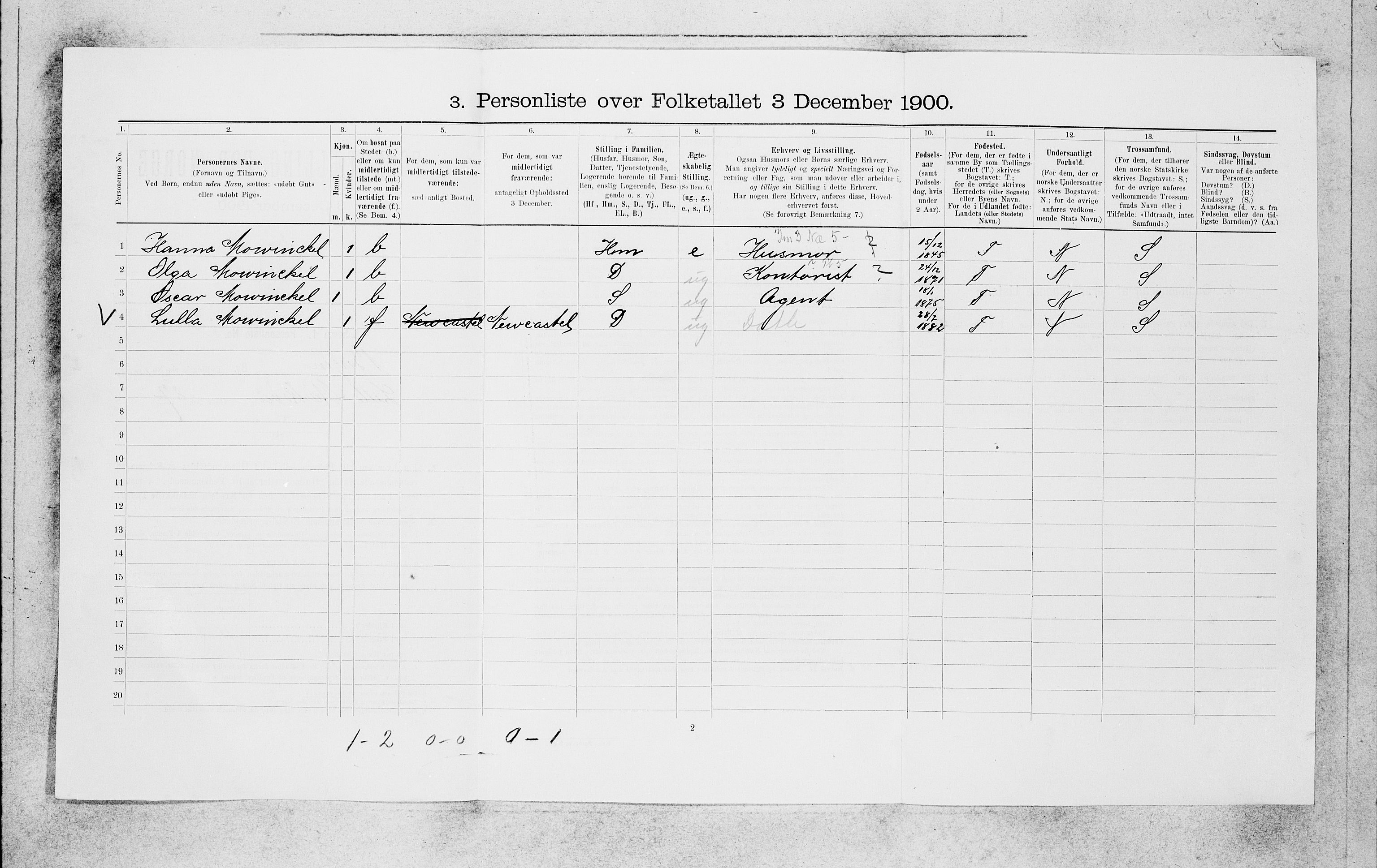 SAB, 1900 census for Bergen, 1900, p. 2833