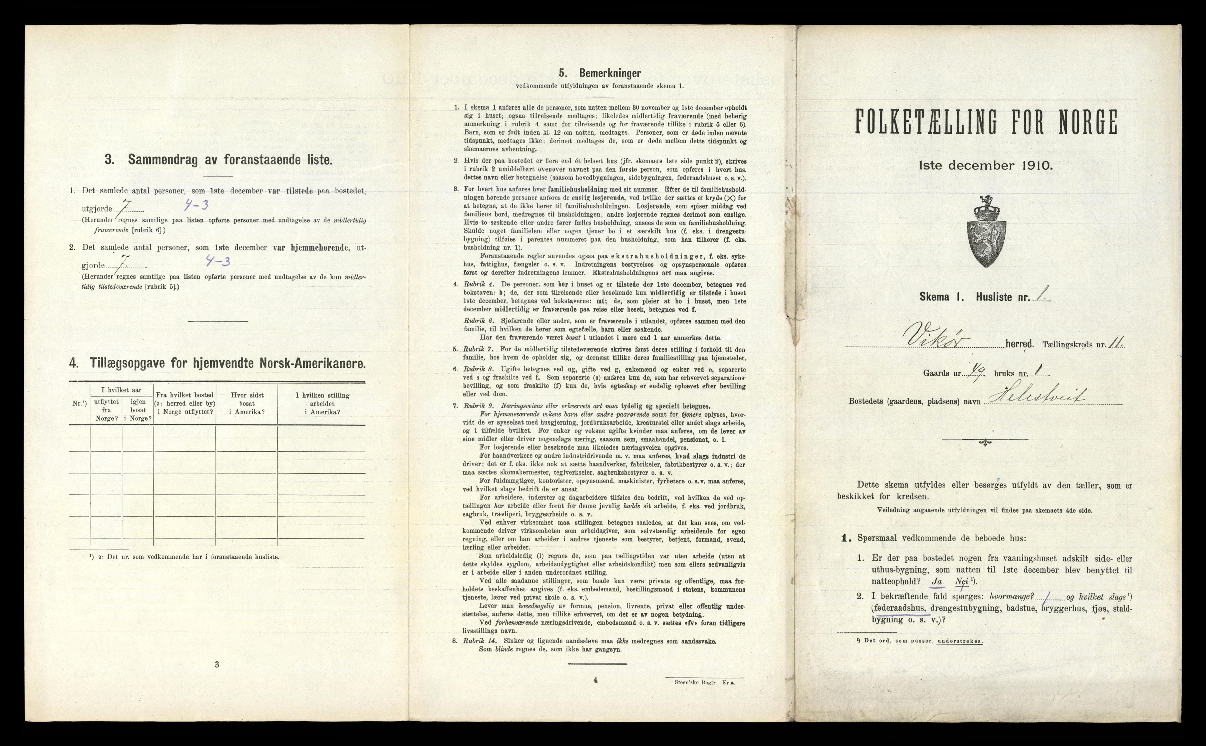 RA, 1910 census for Kvam, 1910, p. 877