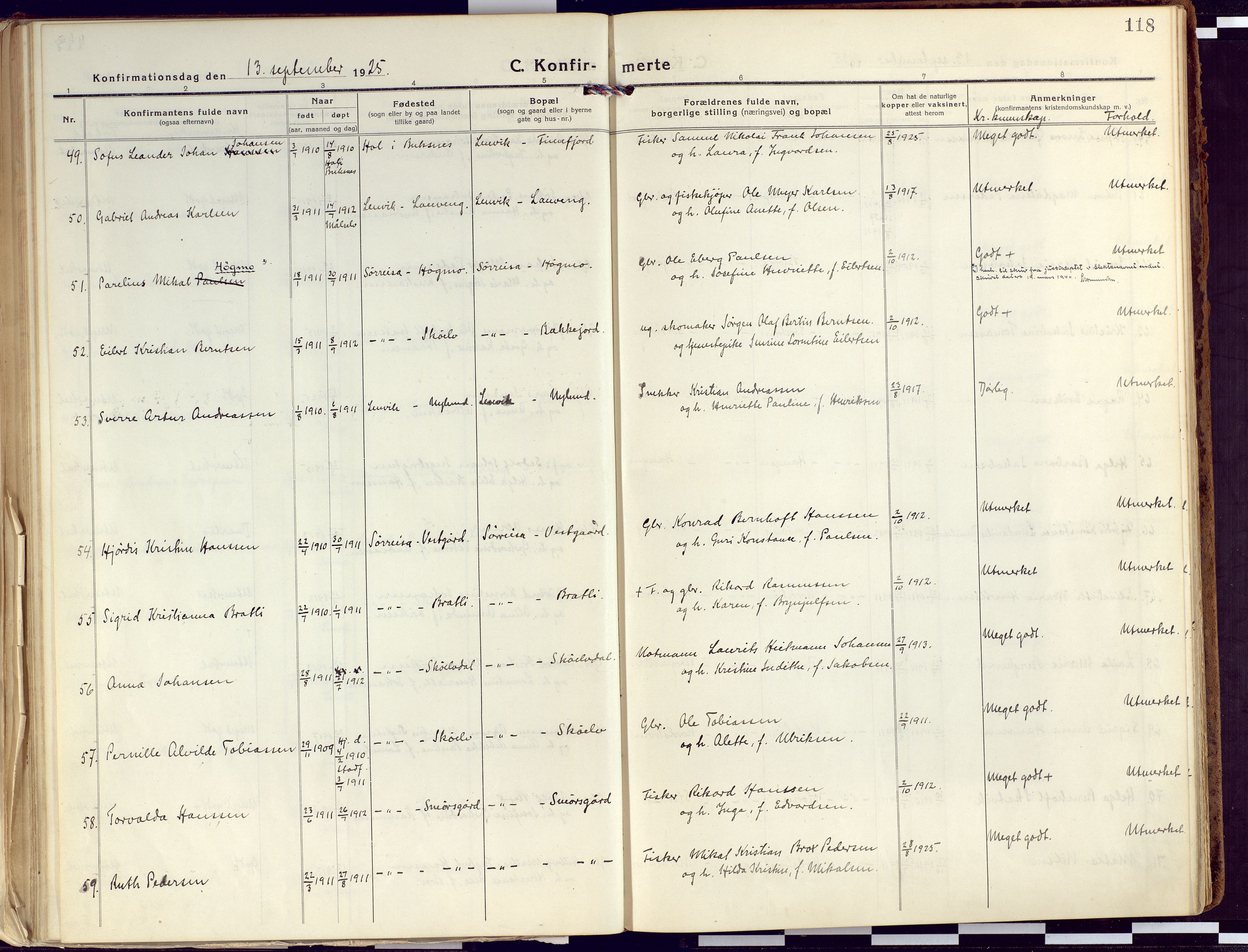 Tranøy sokneprestkontor, AV/SATØ-S-1313/I/Ia/Iaa/L0015kirke: Parish register (official) no. 15, 1919-1928, p. 118