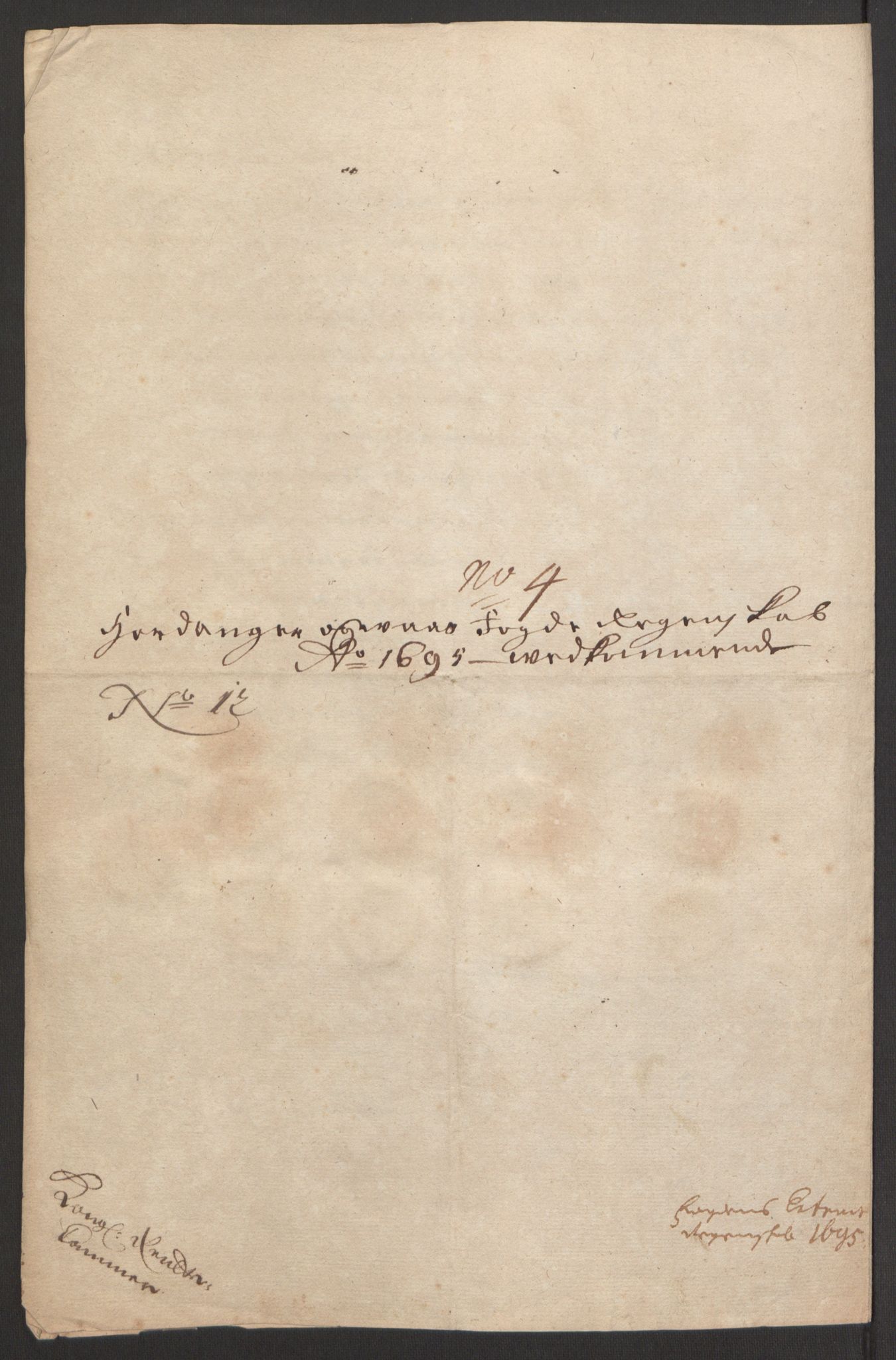 Rentekammeret inntil 1814, Reviderte regnskaper, Fogderegnskap, AV/RA-EA-4092/R48/L2976: Fogderegnskap Sunnhordland og Hardanger, 1695-1696, p. 183