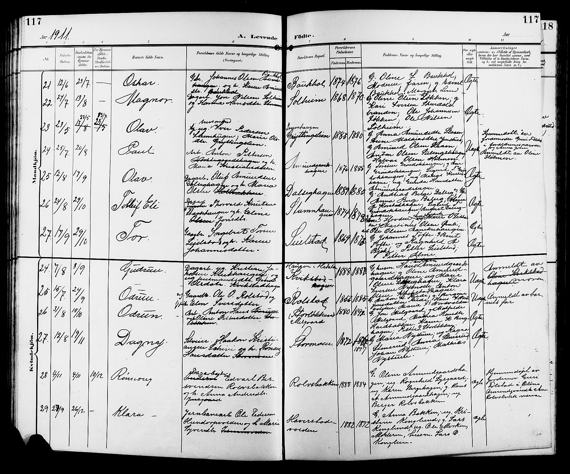 Sør-Fron prestekontor, AV/SAH-PREST-010/H/Ha/Hab/L0004: Parish register (copy) no. 4, 1896-1911, p. 117