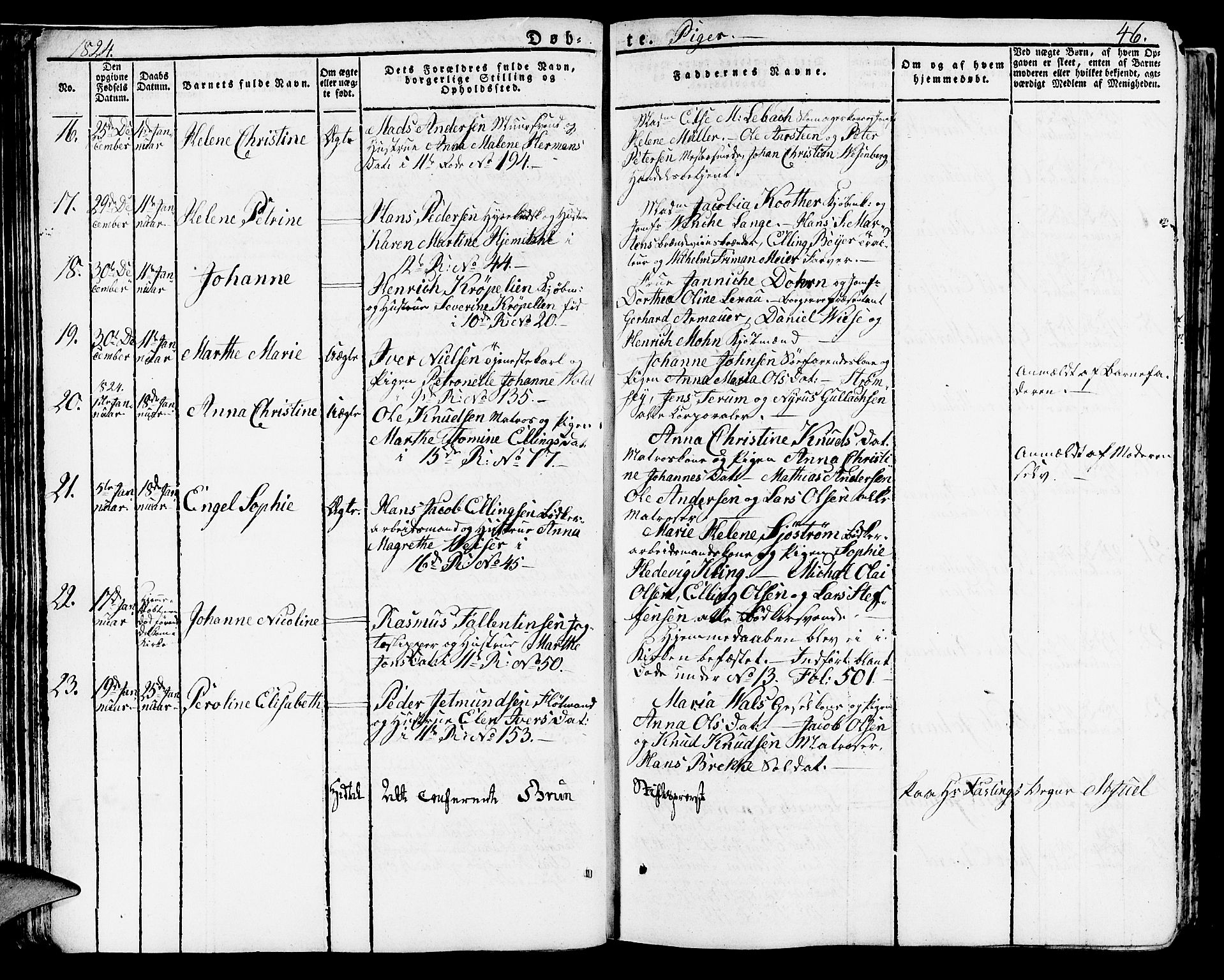 Domkirken sokneprestembete, AV/SAB-A-74801/H/Haa/L0012: Parish register (official) no. A 12, 1821-1840, p. 46