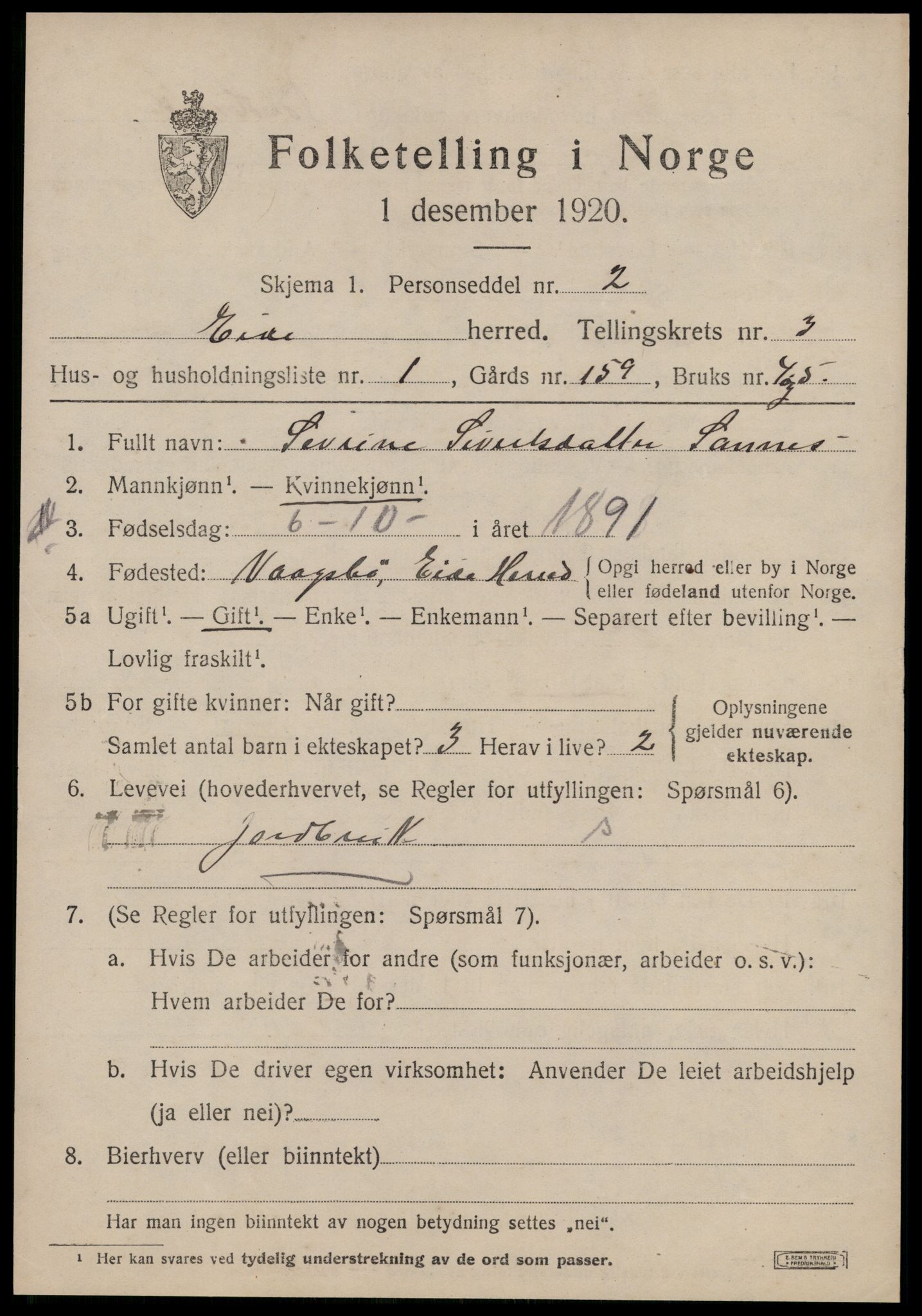 SAT, 1920 census for Eid (MR), 1920, p. 1504