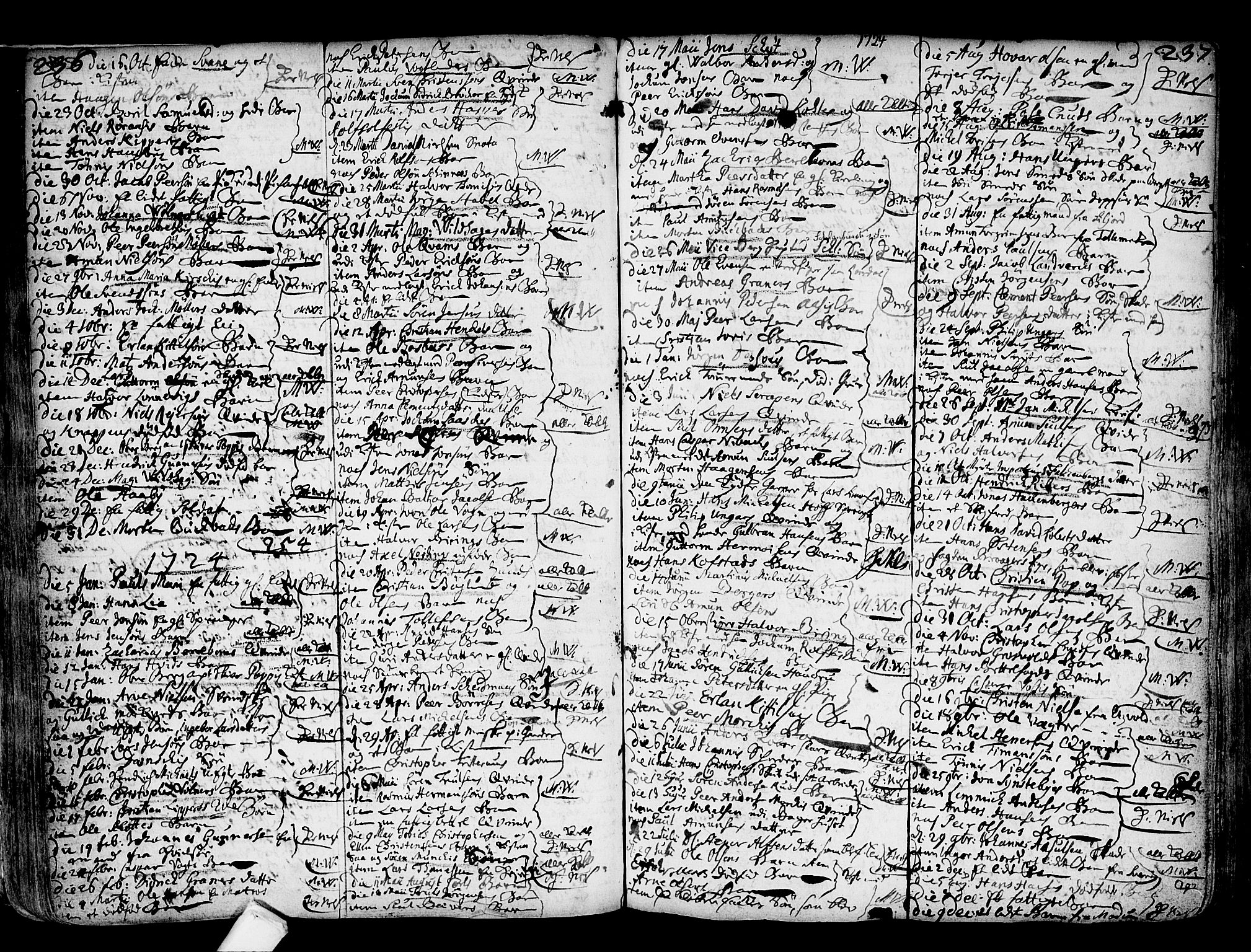 Kongsberg kirkebøker, AV/SAKO-A-22/F/Fa/L0002: Parish register (official) no. I 2, 1721-1743, p. 236-237