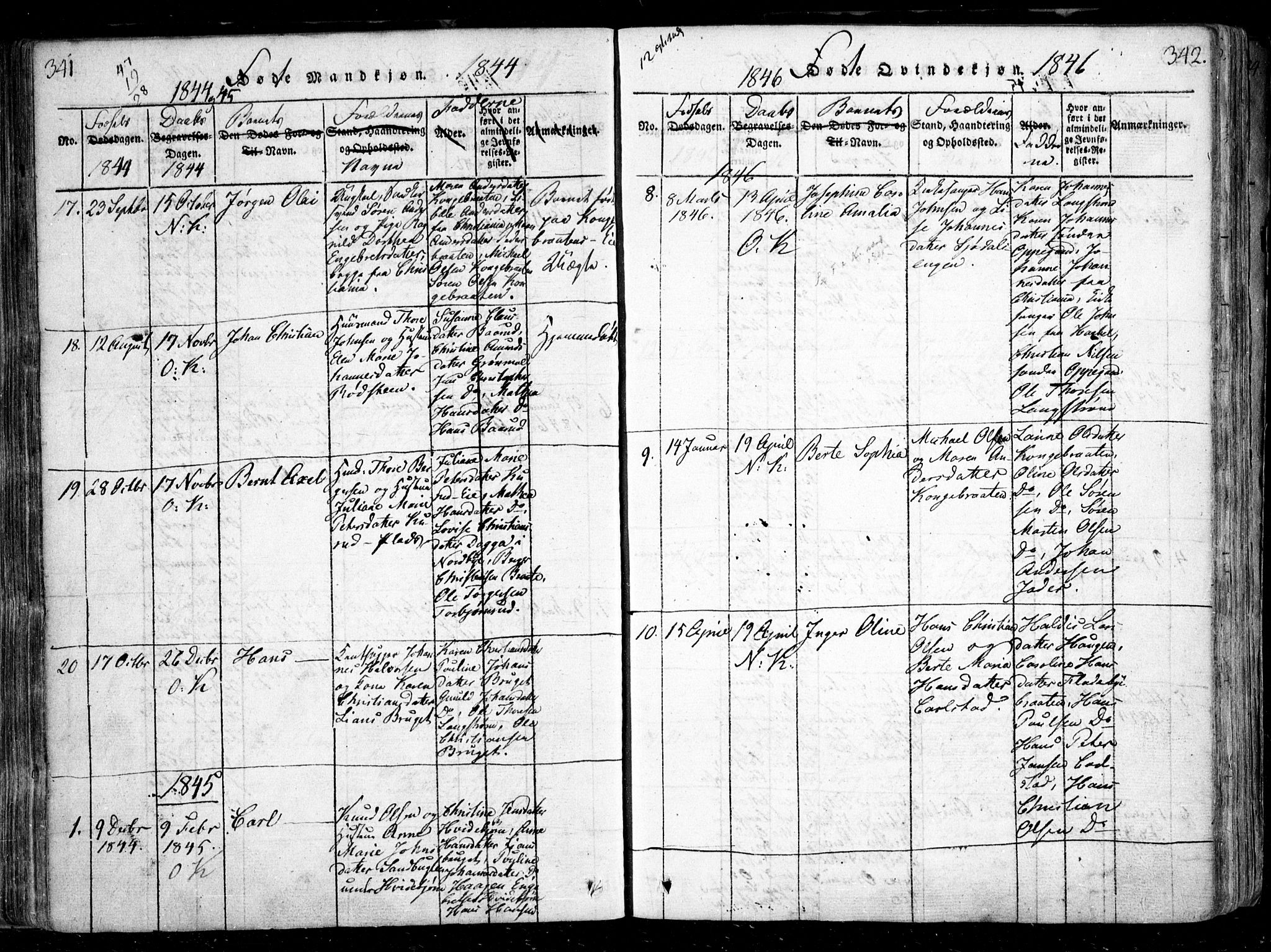 Nesodden prestekontor Kirkebøker, SAO/A-10013/F/Fa/L0006: Parish register (official) no. I 6, 1814-1847, p. 341-342