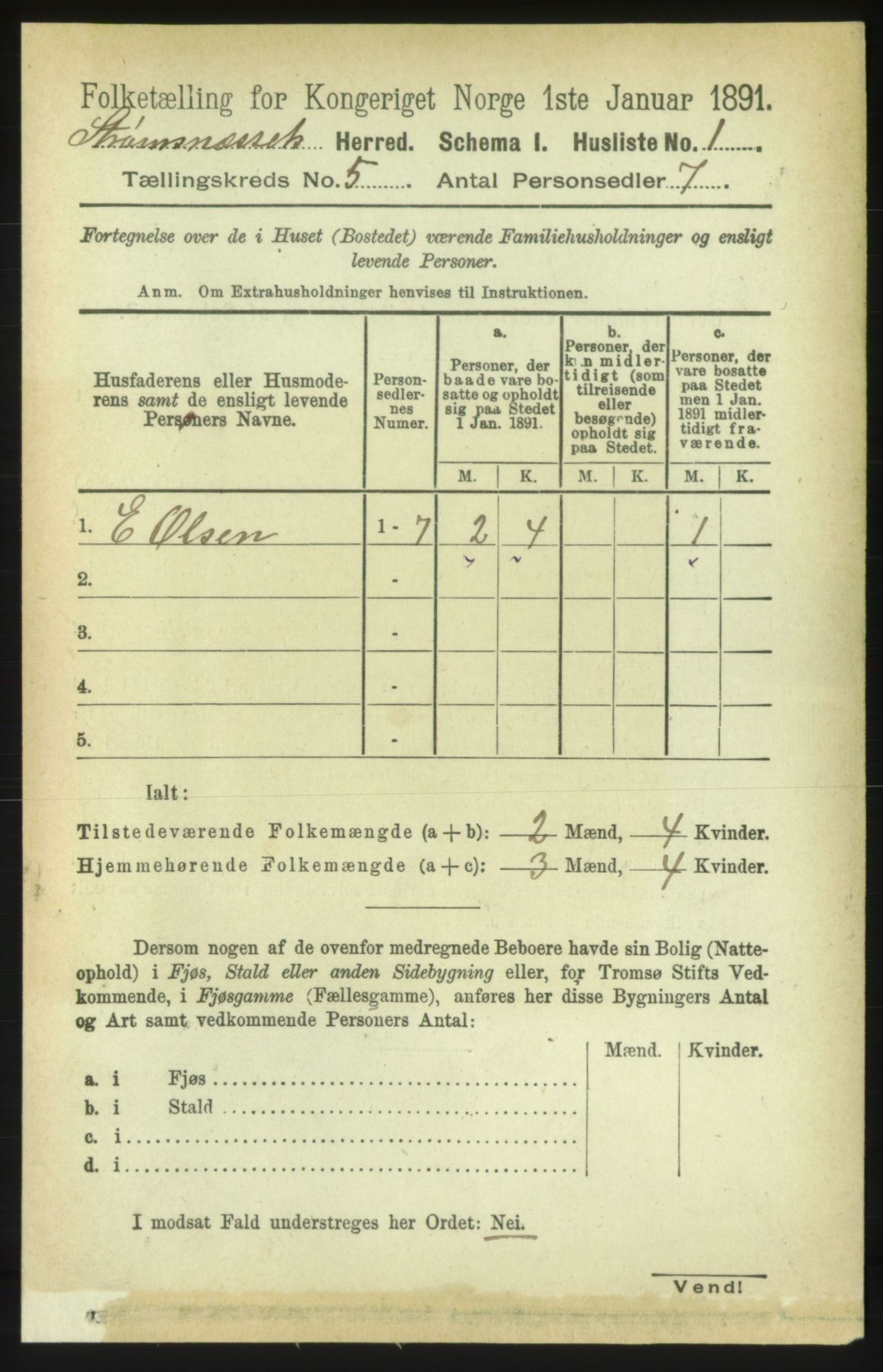 RA, 1891 census for 1559 Straumsnes, 1891, p. 1040