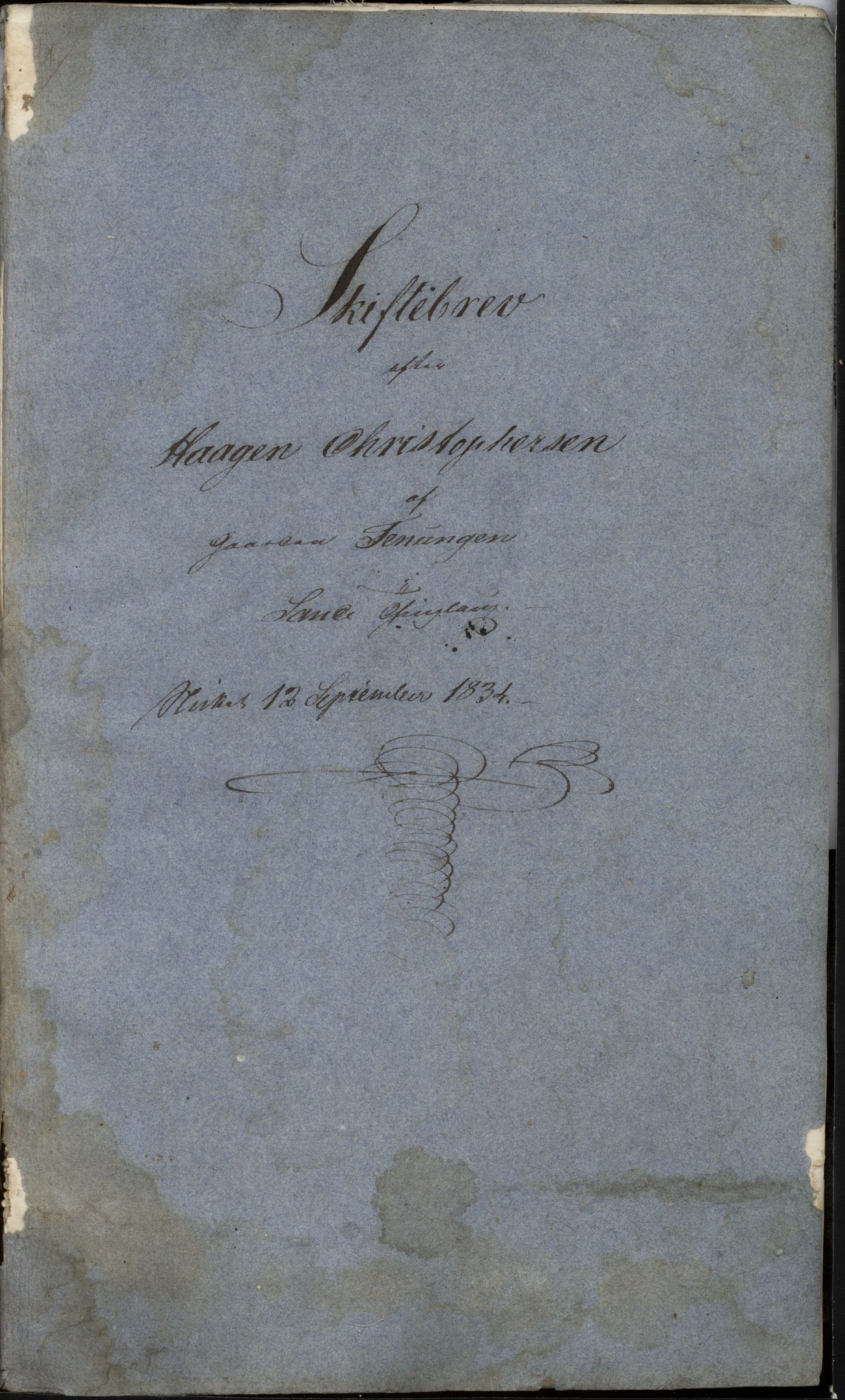 Pa 14 - Skiftesamling, Sande, VEMU/A-1016/F/L0001/0006: -- / Skifte etter Haagen Christophersen, 1834