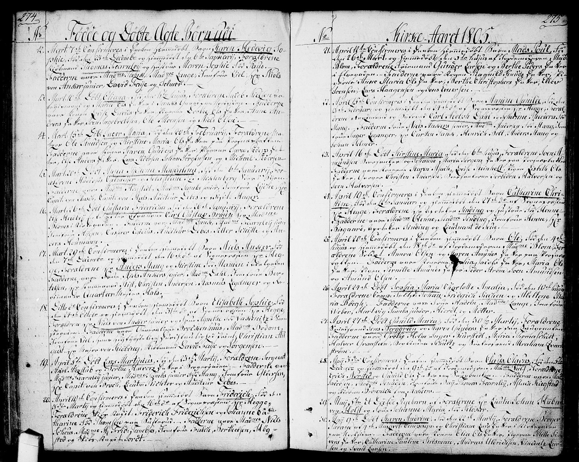 Halden prestekontor Kirkebøker, SAO/A-10909/F/Fa/L0002: Parish register (official) no. I 2, 1792-1812, p. 274-275
