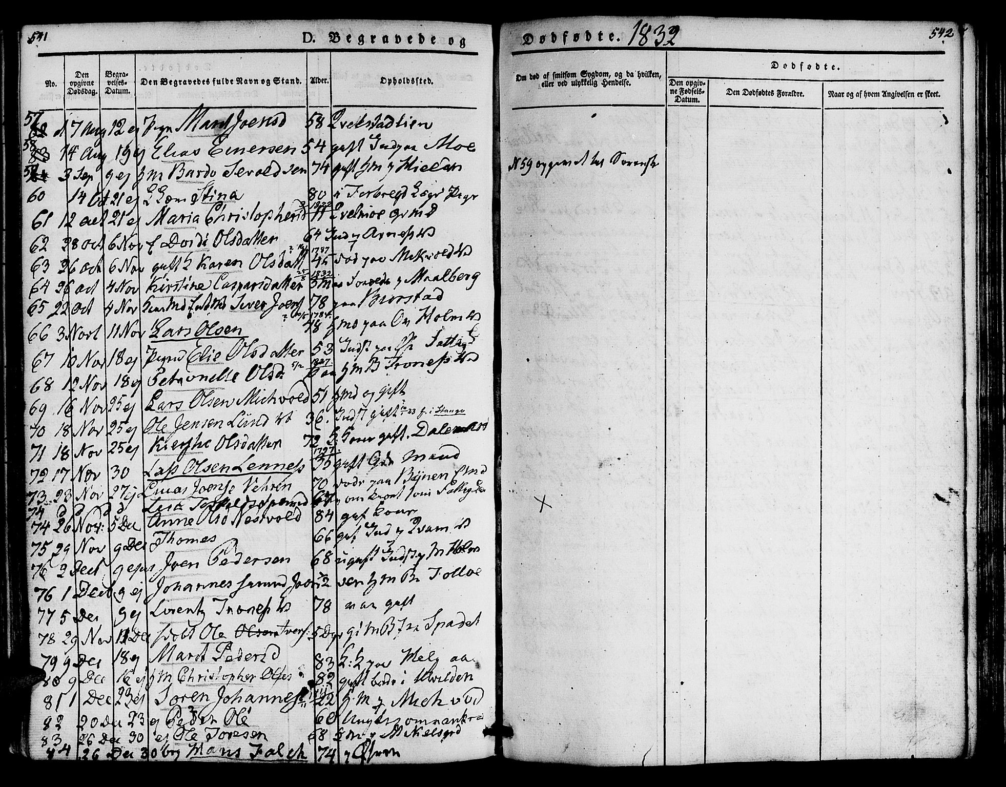 Ministerialprotokoller, klokkerbøker og fødselsregistre - Nord-Trøndelag, SAT/A-1458/723/L0238: Parish register (official) no. 723A07, 1831-1840, p. 541-542