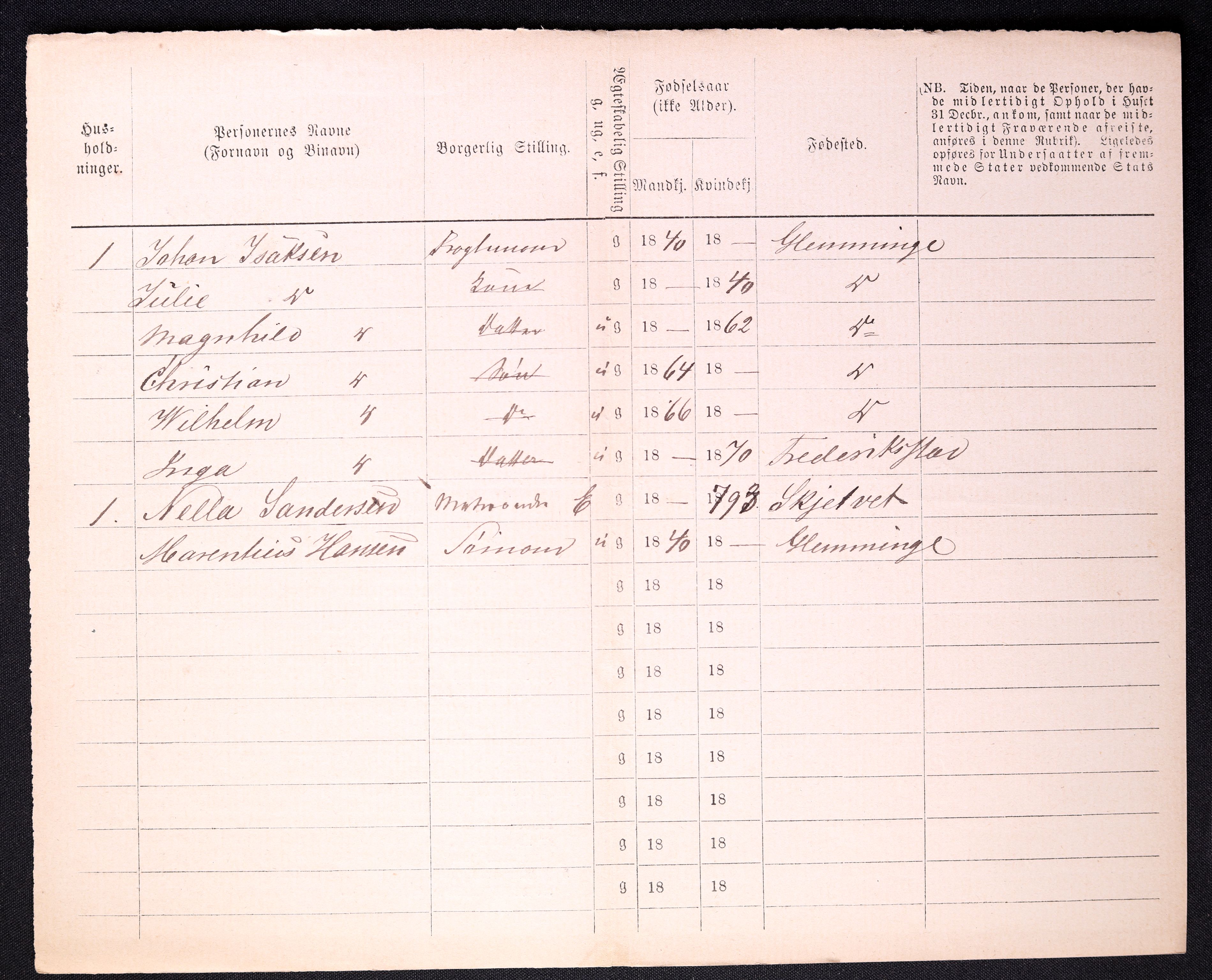 RA, 1870 census for 0103 Fredrikstad, 1870, p. 1502