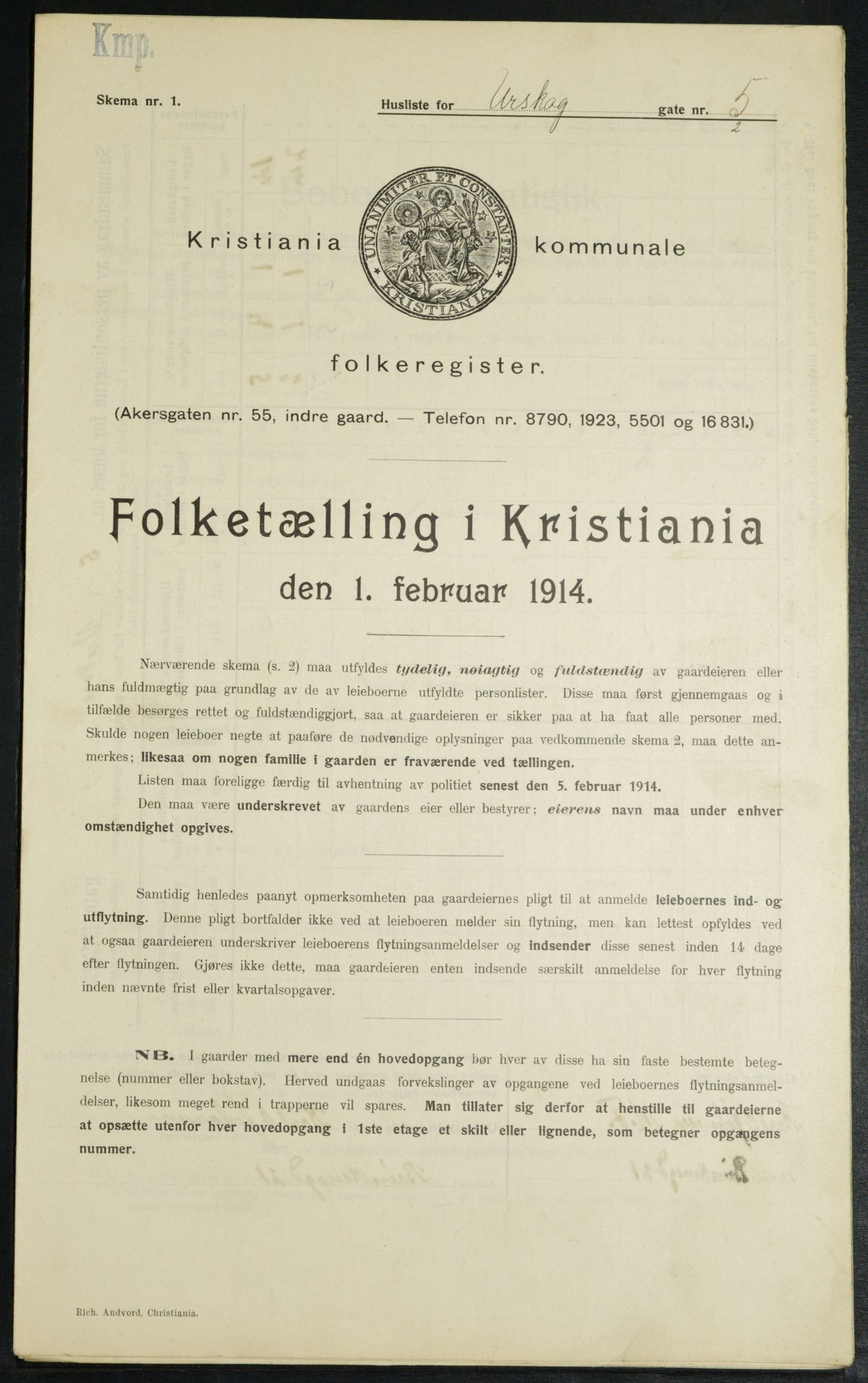 OBA, Municipal Census 1914 for Kristiania, 1914, p. 2553