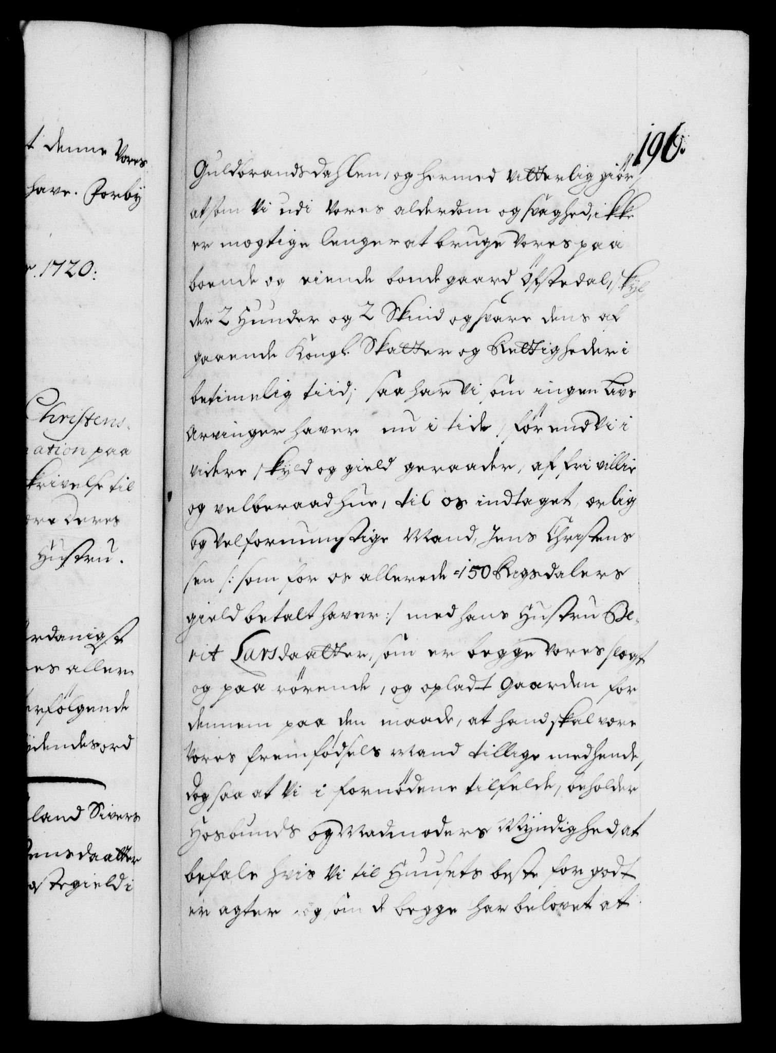 Danske Kanselli 1572-1799, AV/RA-EA-3023/F/Fc/Fca/Fcaa/L0023: Norske registre, 1720-1722, p. 196a