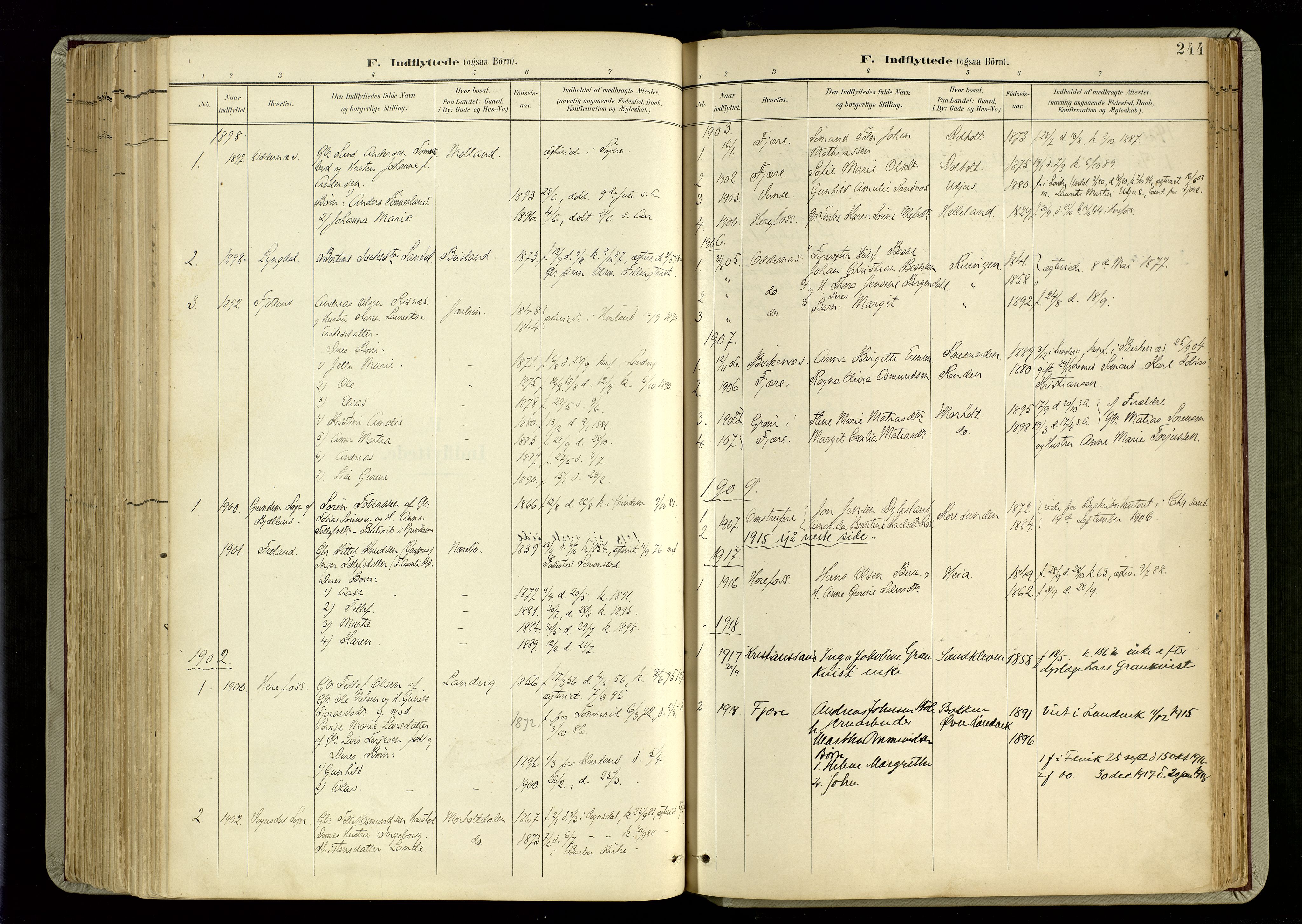 Hommedal sokneprestkontor, AV/SAK-1111-0023/F/Fa/Fab/L0007: Parish register (official) no. A 7, 1898-1924, p. 244