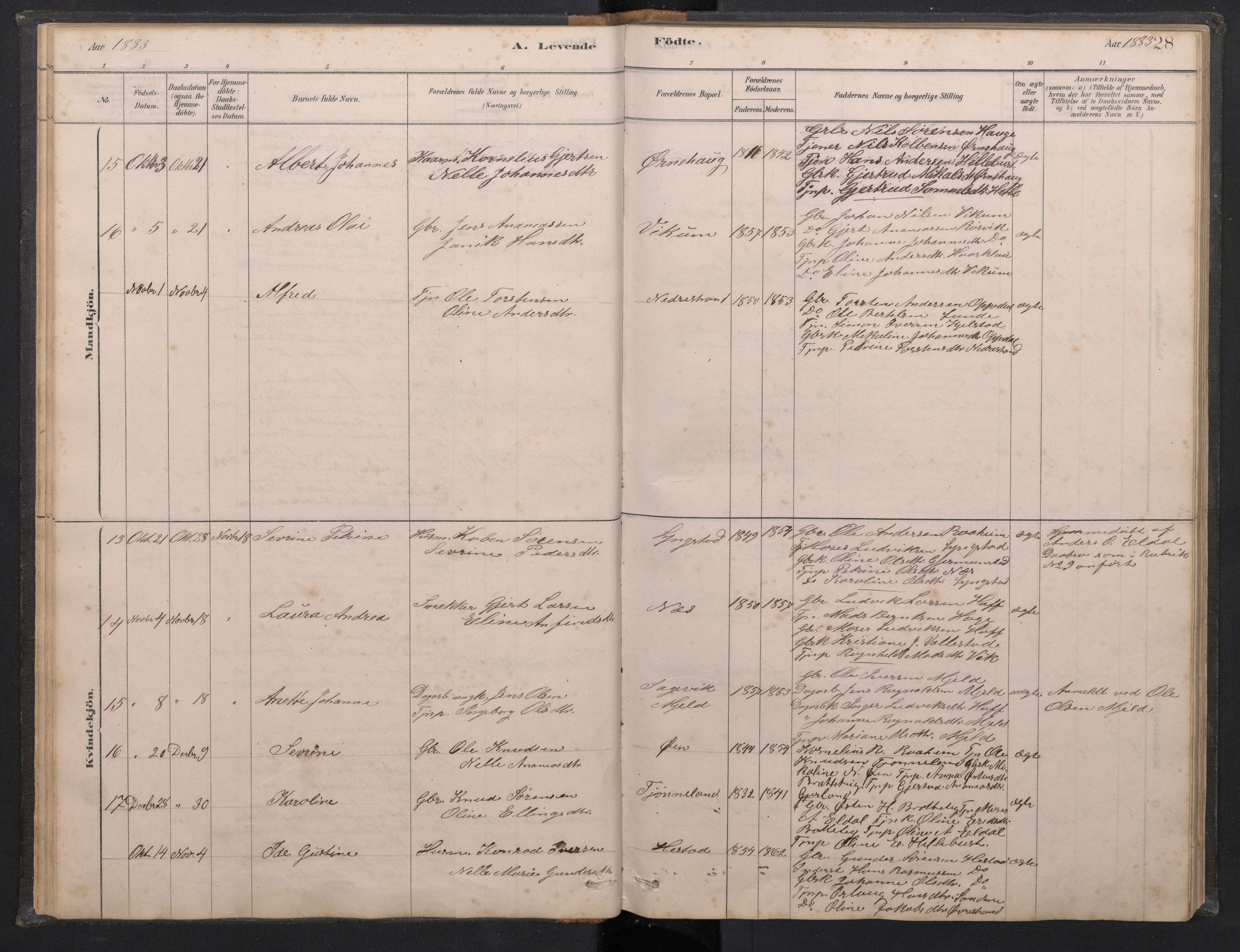 Gaular sokneprestembete, AV/SAB-A-80001/H/Hab: Parish register (copy) no. C 3, 1878-1897, p. 27b-28a