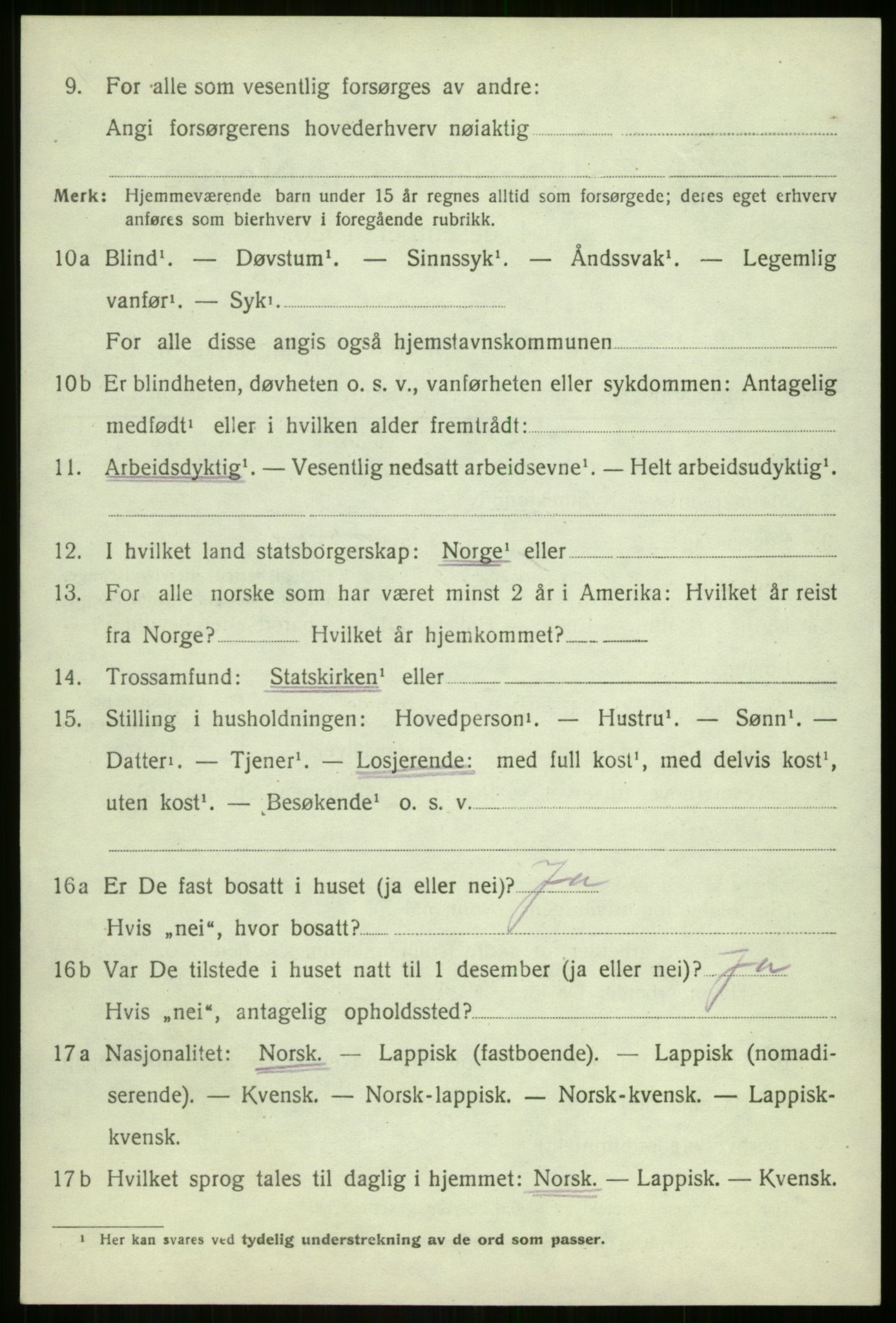 SATØ, 1920 census for Berg, 1920, p. 2044