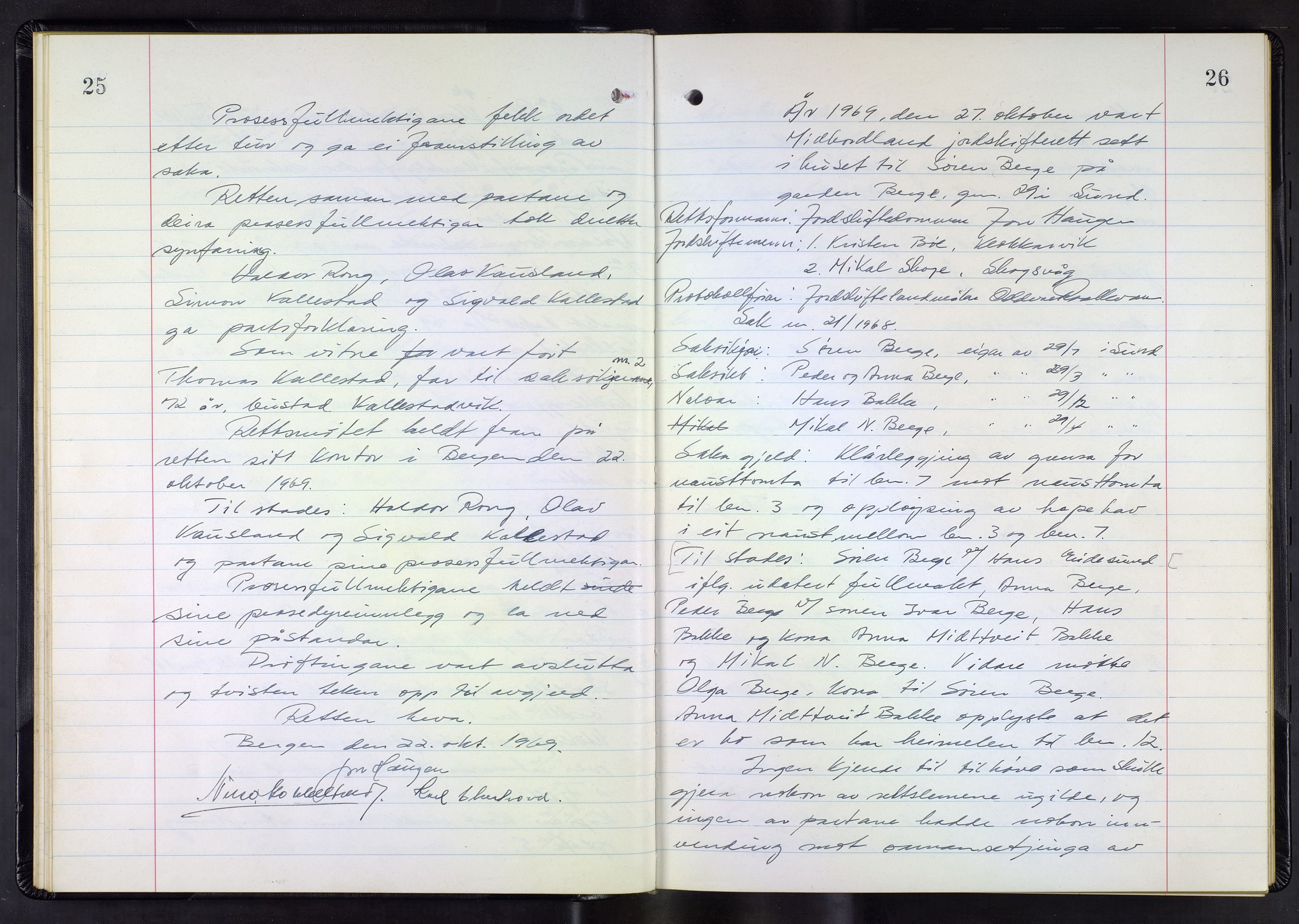 Hordaland jordskiftedøme - III Midhordland jordskiftedistrikt, AV/SAB-A-7001/A/Aa/L0042: Forhandlingsprotokoll, 1969-1973, p. 25-26