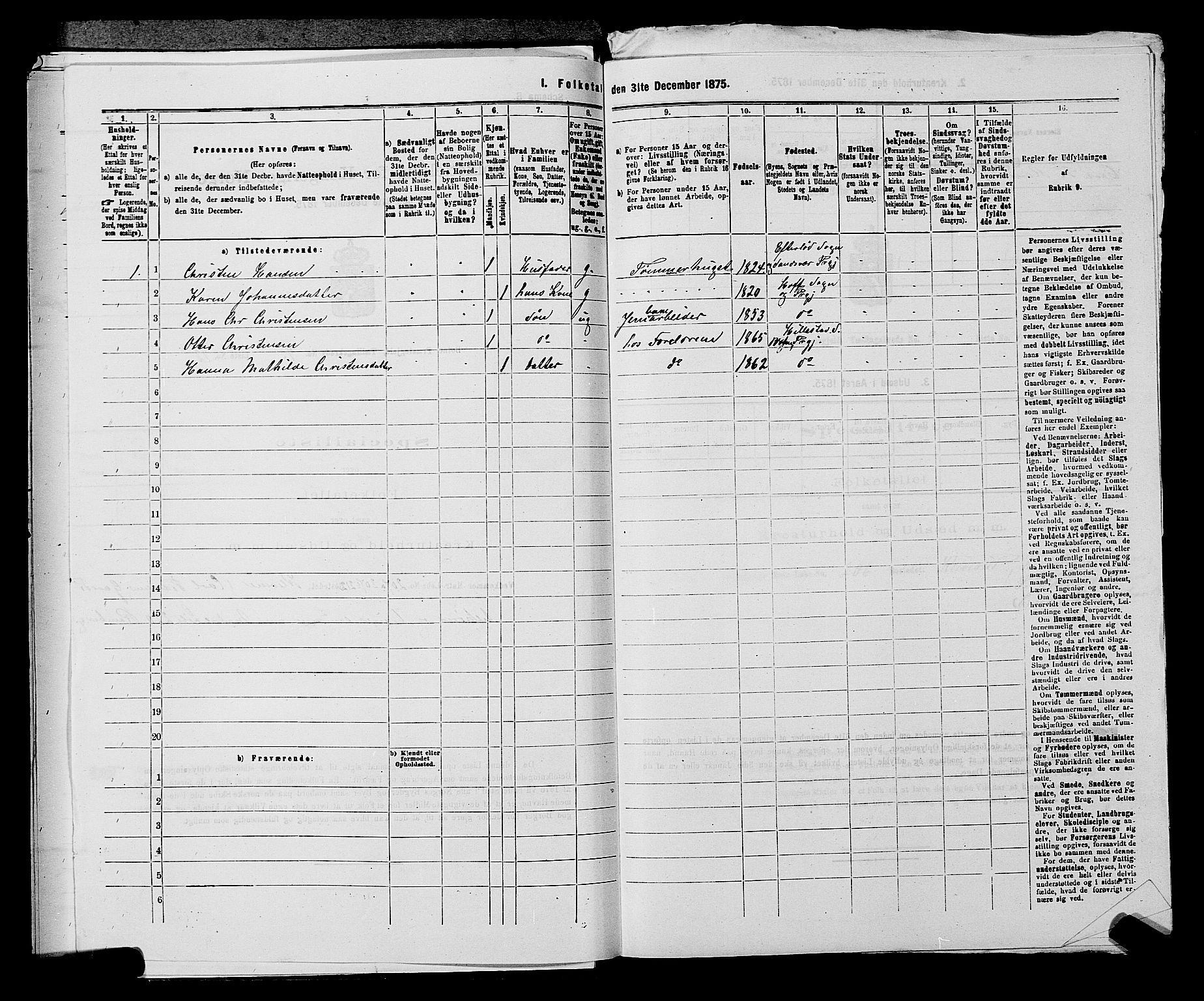 SAKO, 1875 census for 0715P Botne, 1875, p. 743