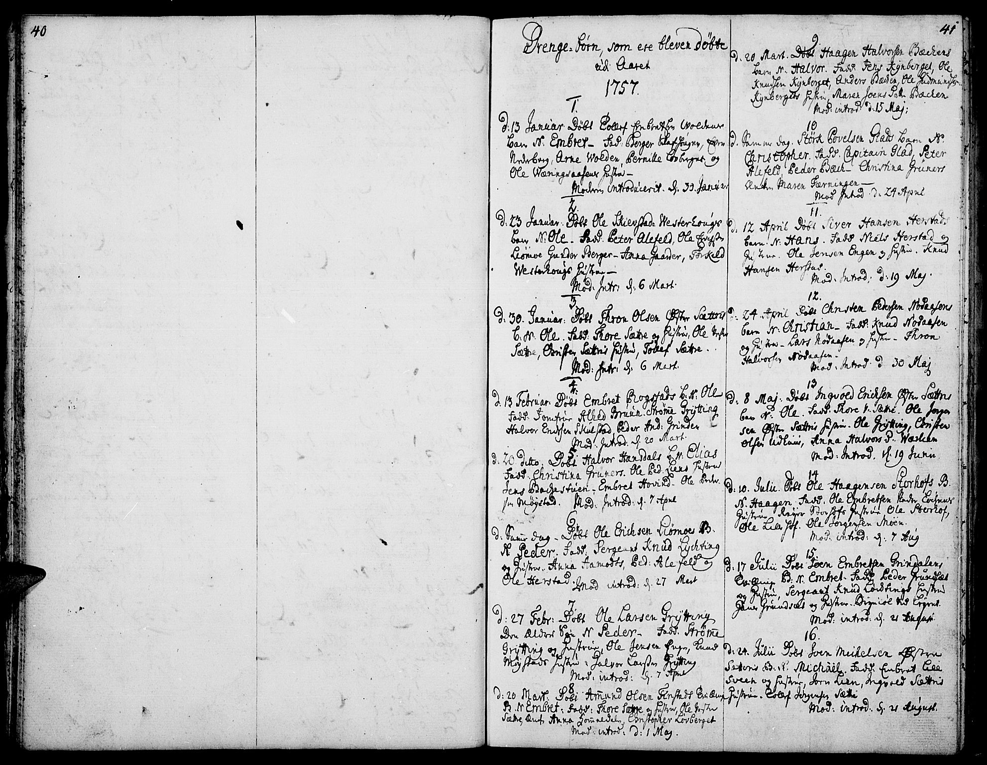 Elverum prestekontor, AV/SAH-PREST-044/H/Ha/Haa/L0003: Parish register (official) no. 3, 1757-1776, p. 40-41