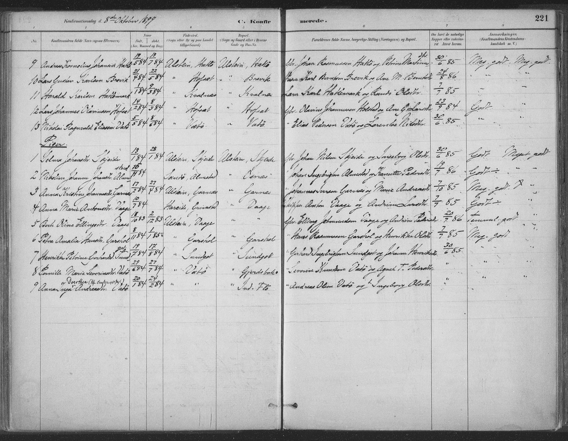 Ministerialprotokoller, klokkerbøker og fødselsregistre - Møre og Romsdal, SAT/A-1454/509/L0106: Parish register (official) no. 509A04, 1883-1922, p. 221